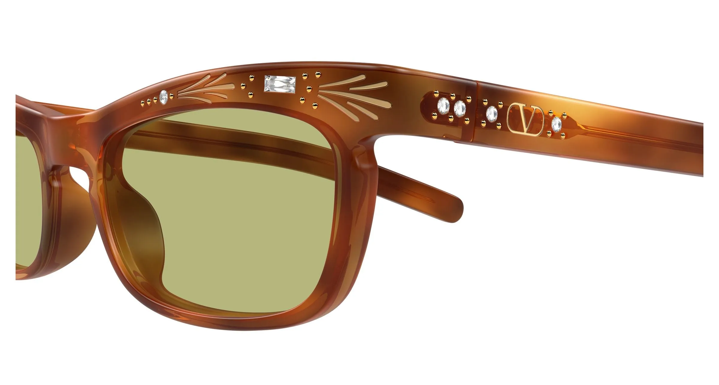 Valentino VG0044S 005 Occhiali da sole Acetato Havana Verde Squadrata - immagine 3