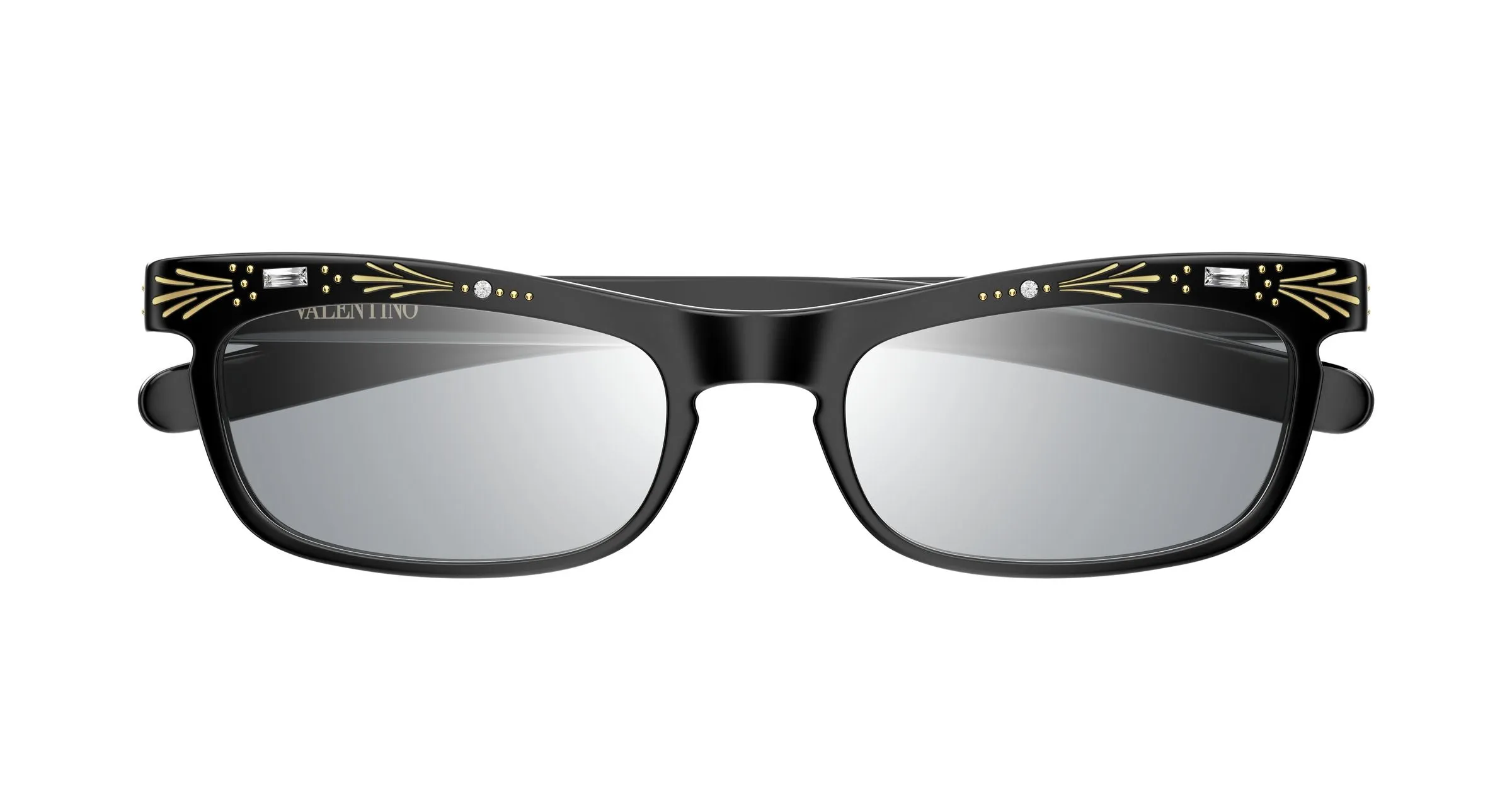 Valentino VG0044S 003 Occhiali da sole Acetato Nero Argento Squadrata - immagine 2