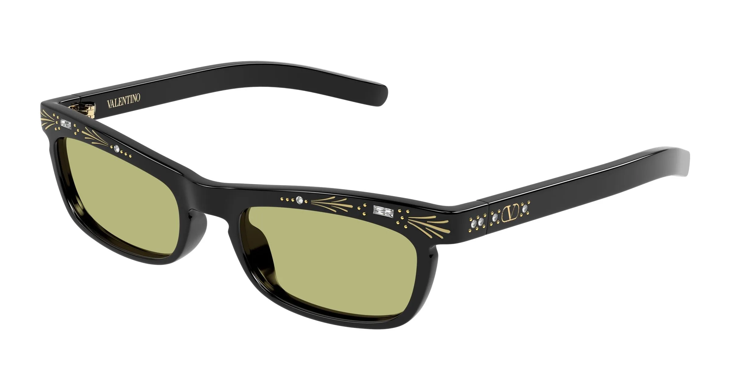 Valentino VG0044S 002 Occhiali da sole Acetato Nero Verde Squadrata - immagine 1