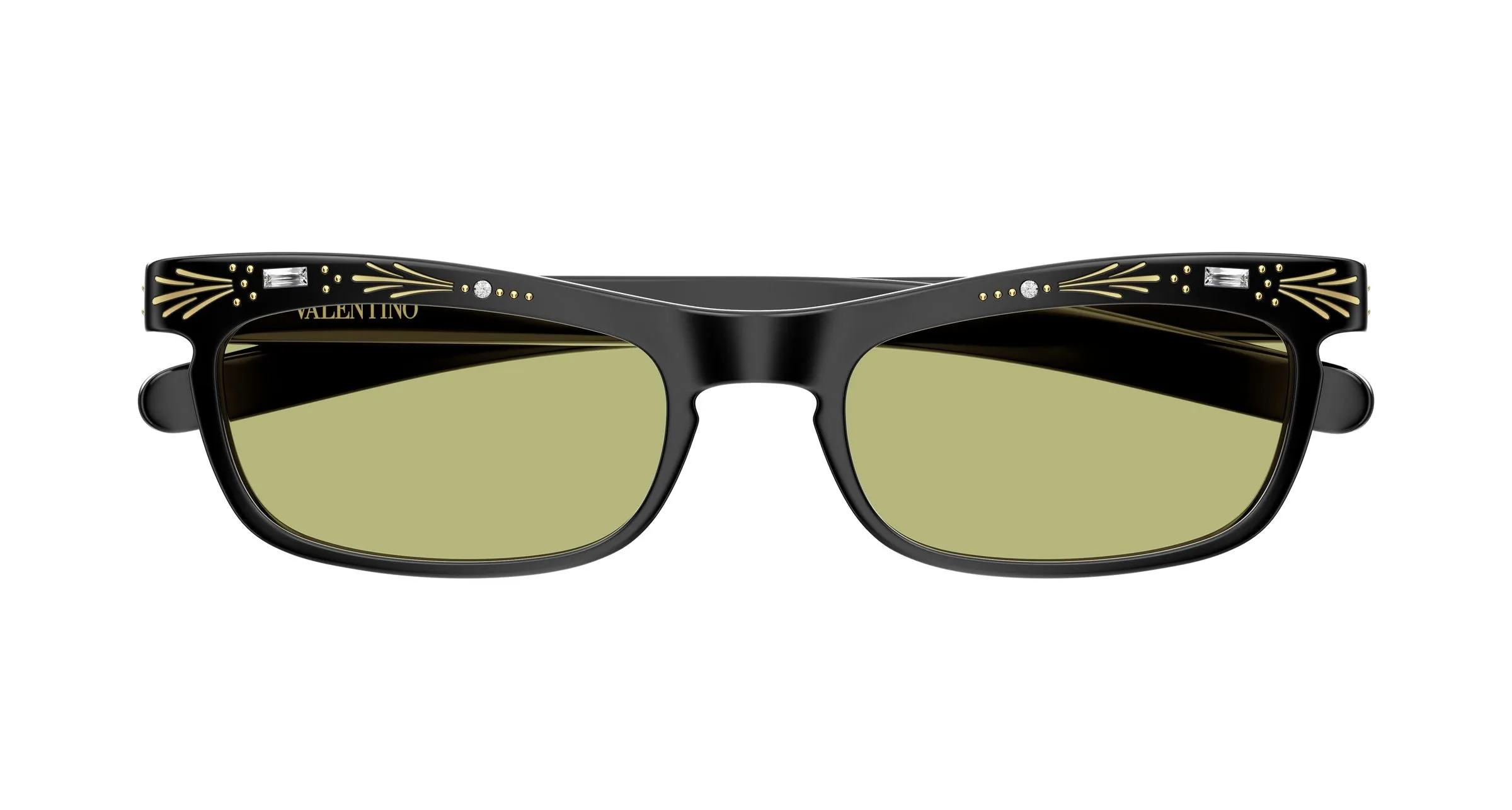 Valentino VG0044S 002 Occhiali da sole Acetato Nero Verde Squadrata - immagine 2