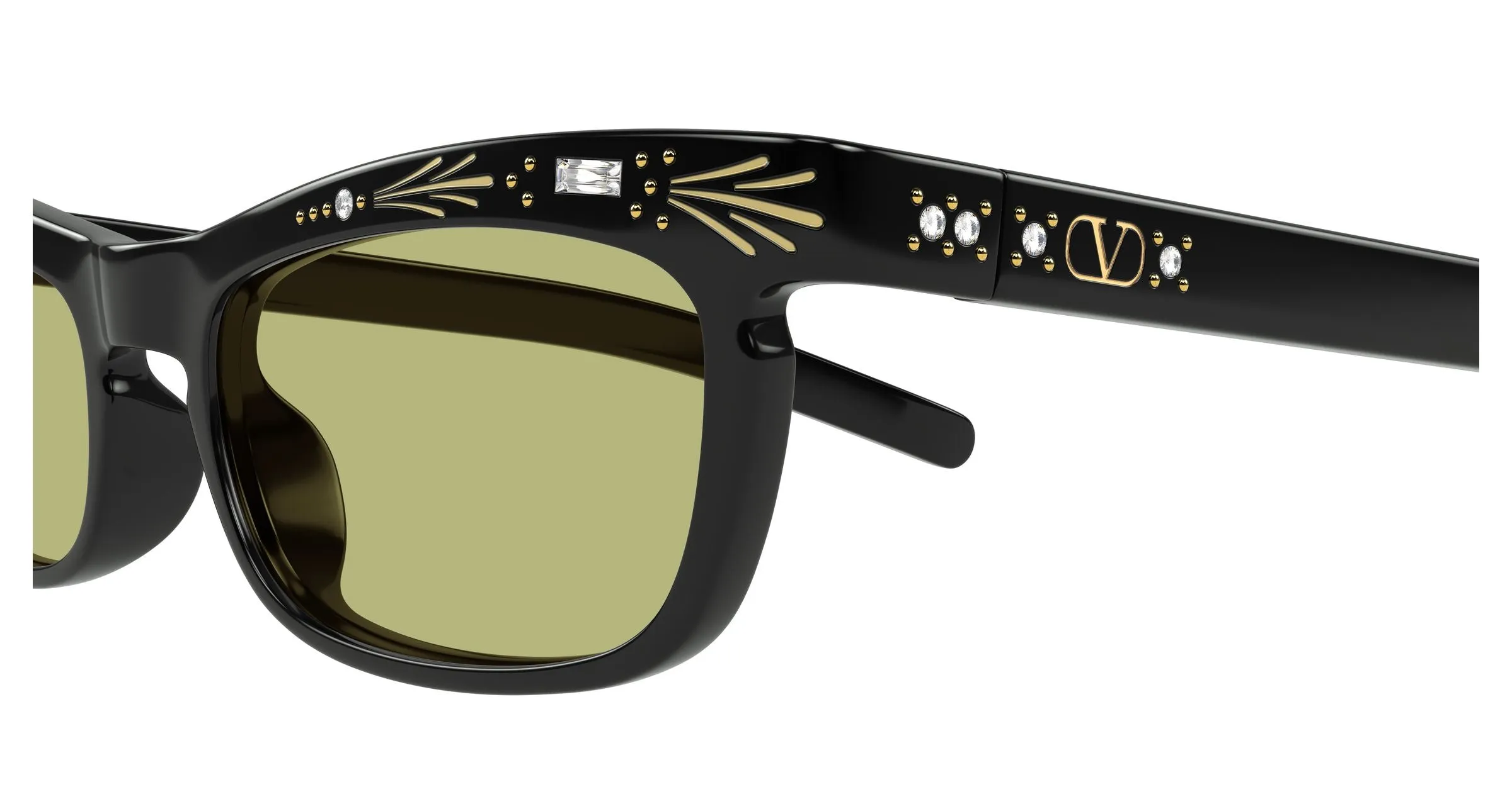 Valentino VG0044S 002 Occhiali da sole Acetato Nero Verde Squadrata - immagine 3