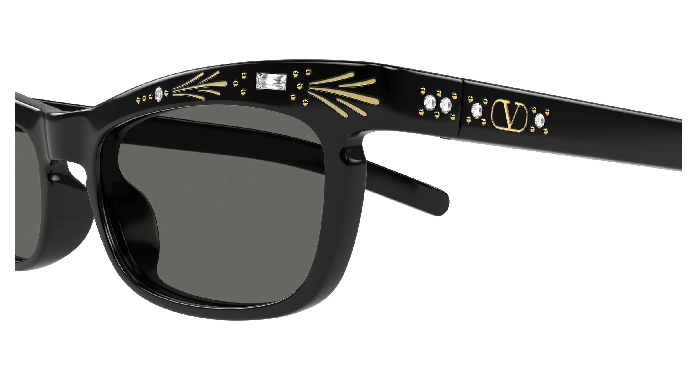 Valentino VG0044S 001 Occhiali da sole Acetato Nero Grigio Squadrata - immagine 3