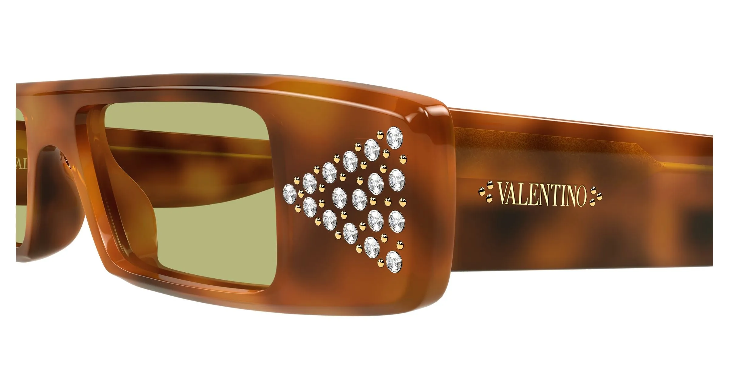 Valentino VG0043S 003 Occhiali da sole Acetato Havana Verde Squadrata - immagine 3