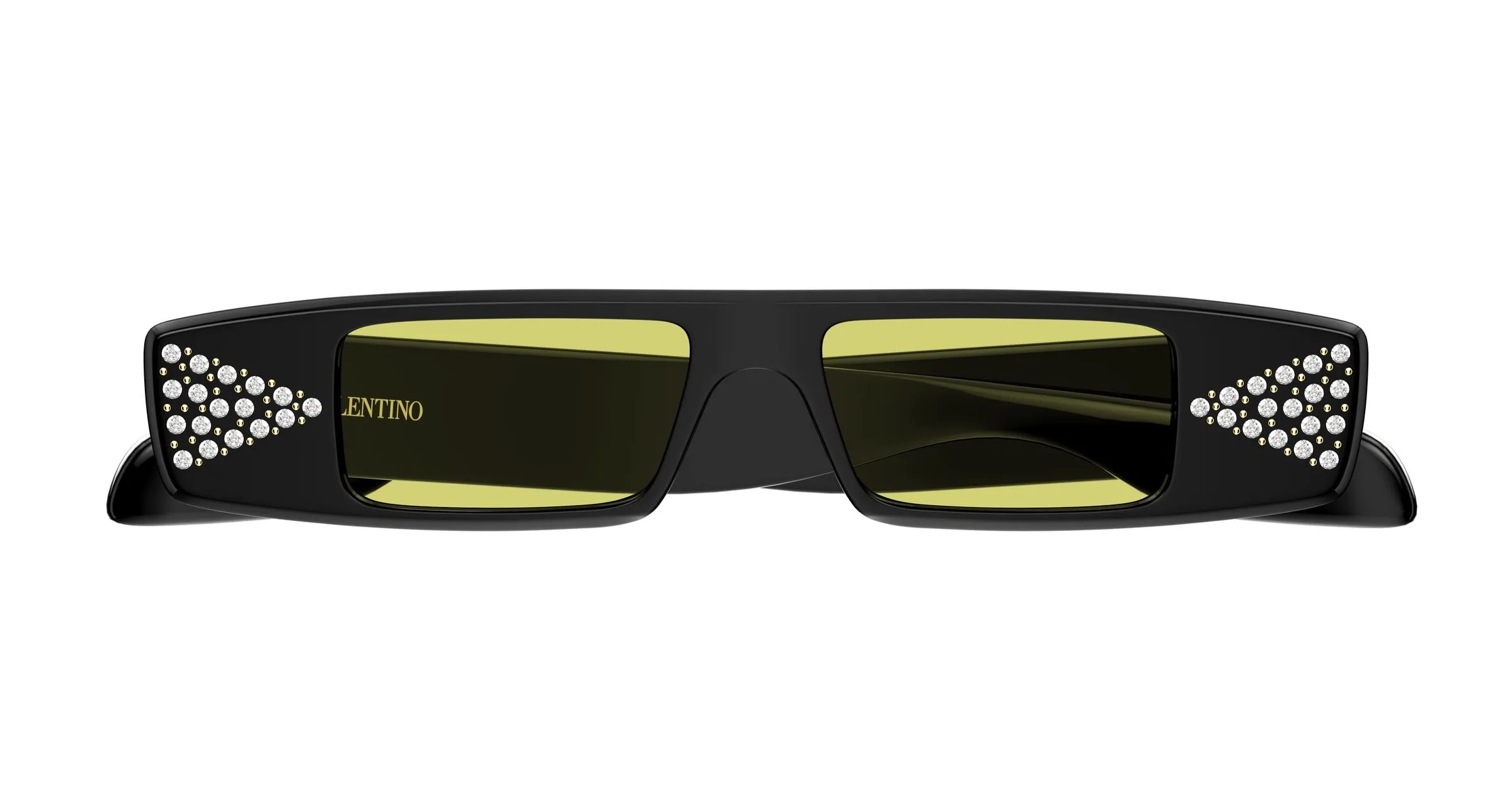 Valentino VG0043S 001 Occhiali da sole Acetato Nero Giallo Squadrata - immagine 2
