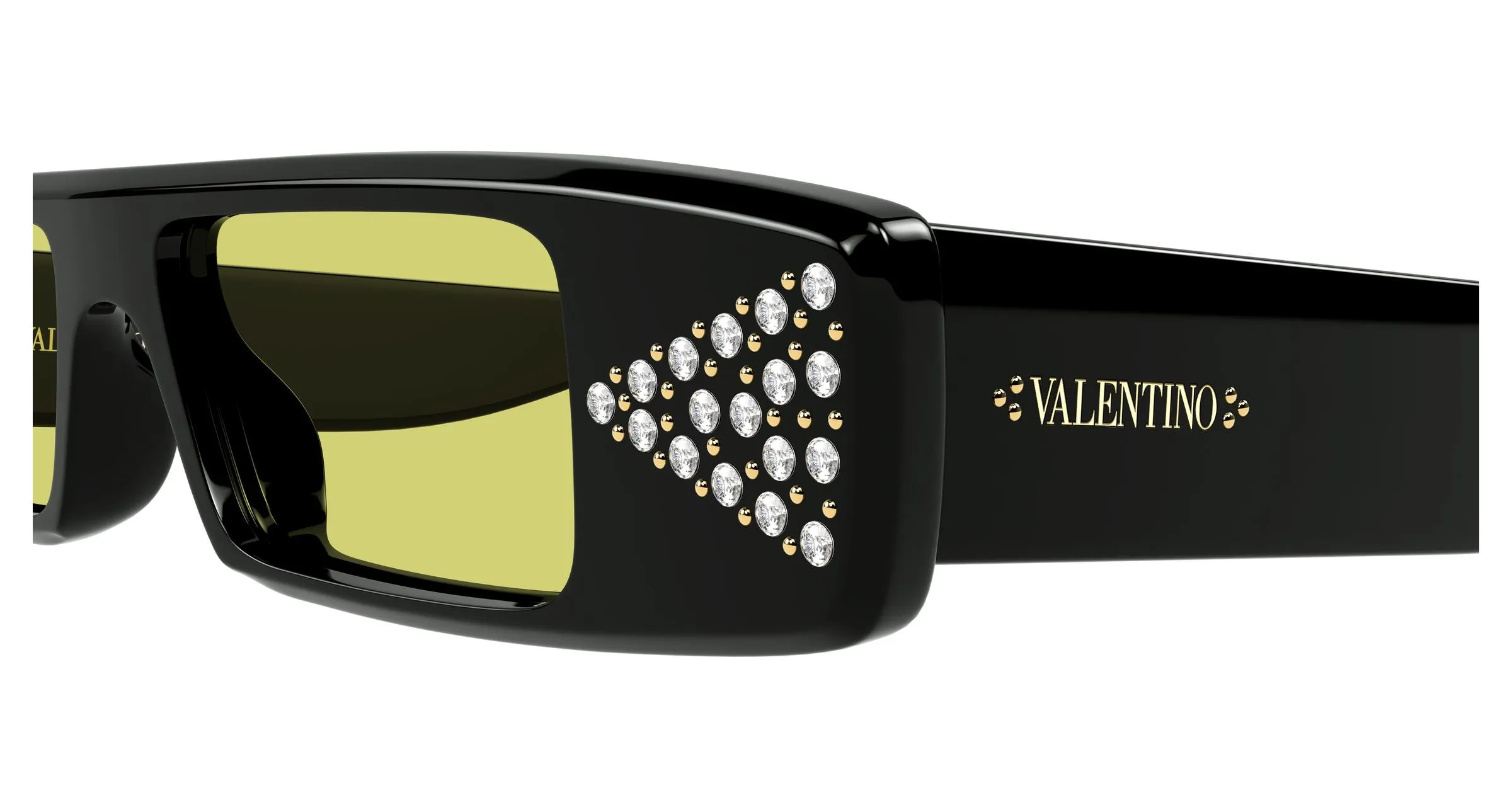Valentino VG0043S 001 Occhiali da sole Acetato Nero Giallo Squadrata - immagine 3