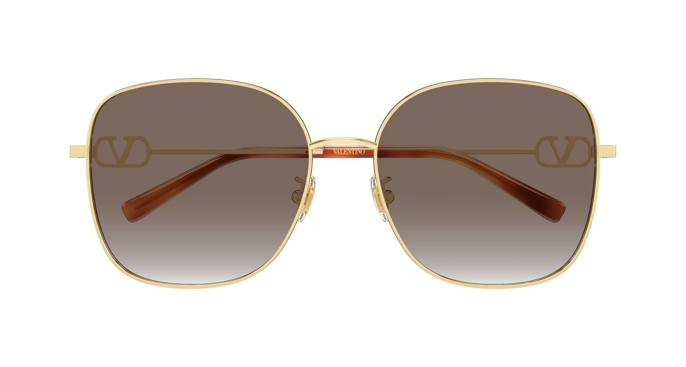 Valentino VG0042SK 002 Occhiali da sole Metallo Oro Marrone Rotonda - immagine 2