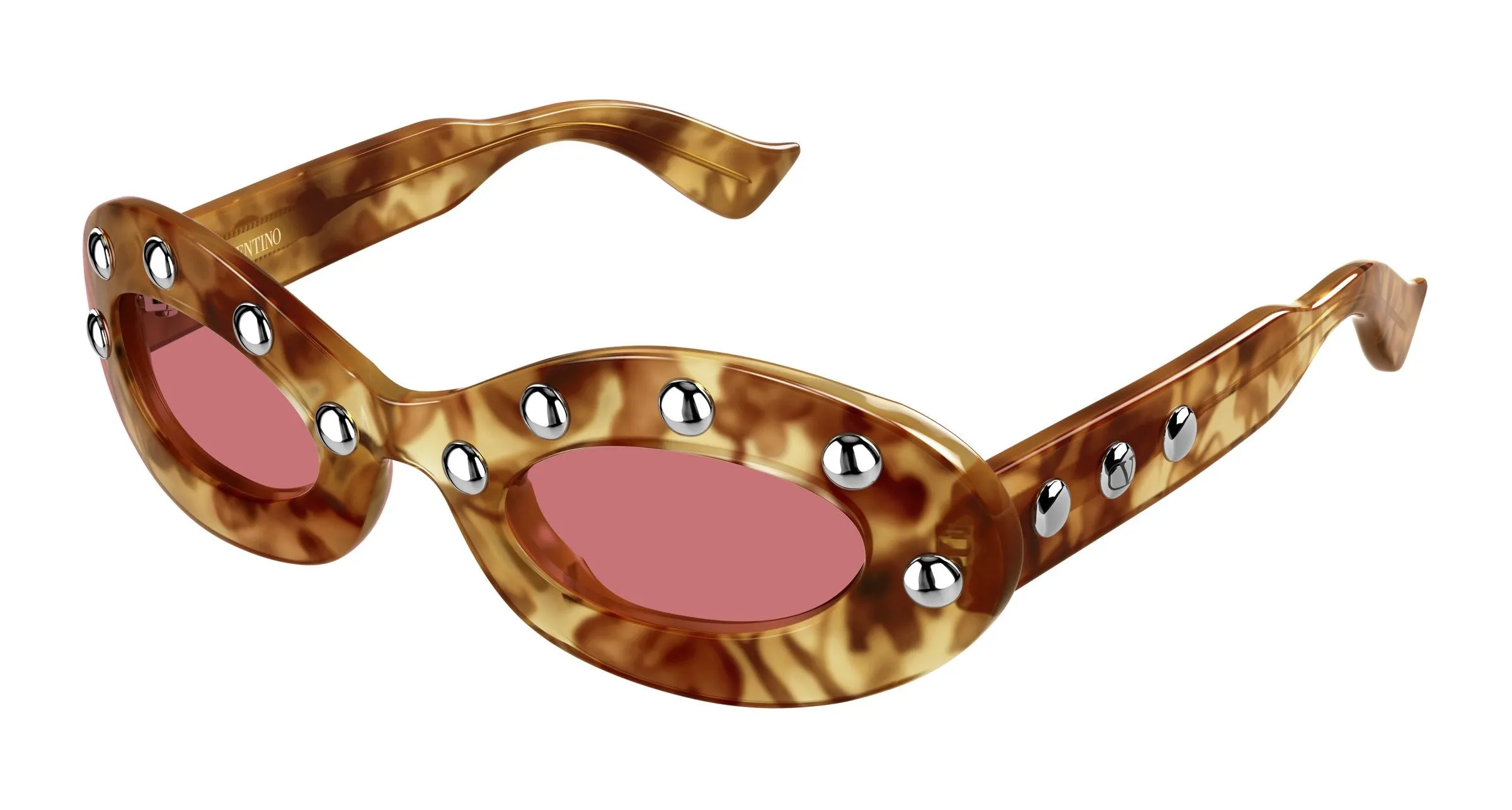 Valentino VG0036S 003 Occhiali da sole Acetato Havana Rosso Rotonda - immagine 1