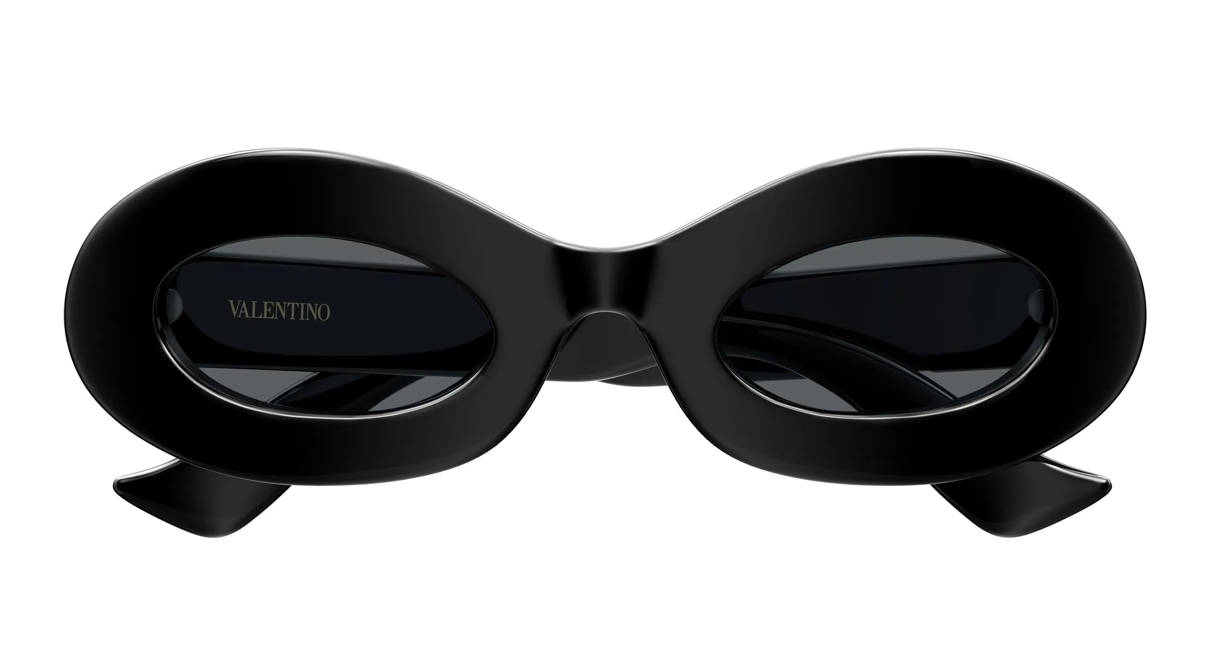 Valentino VG0036S 001 Occhiali da sole Acetato Nero Grigio Rotonda - immagine 2