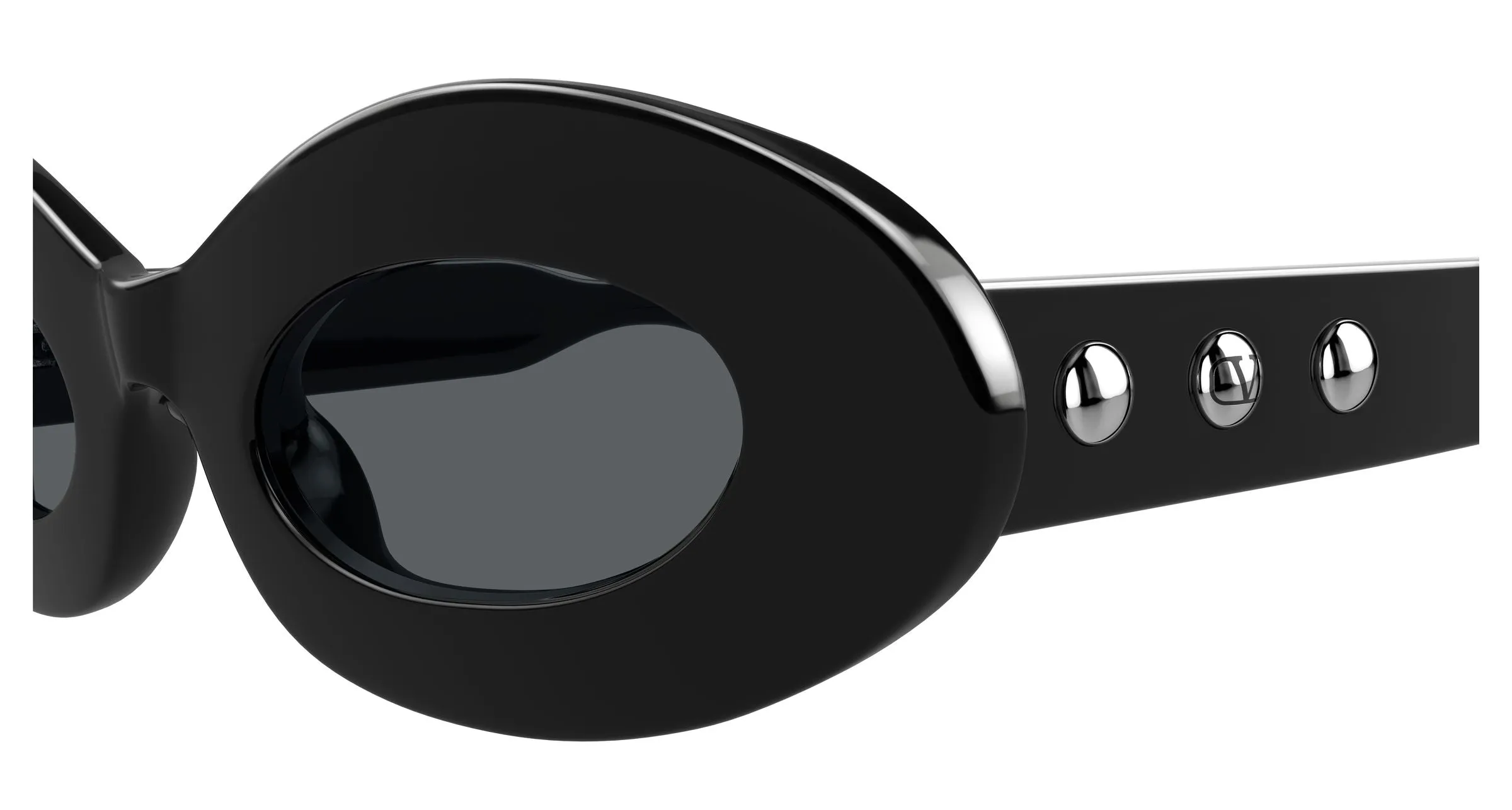 Valentino VG0036S 001 Occhiali da sole Acetato Nero Grigio Rotonda - immagine 3
