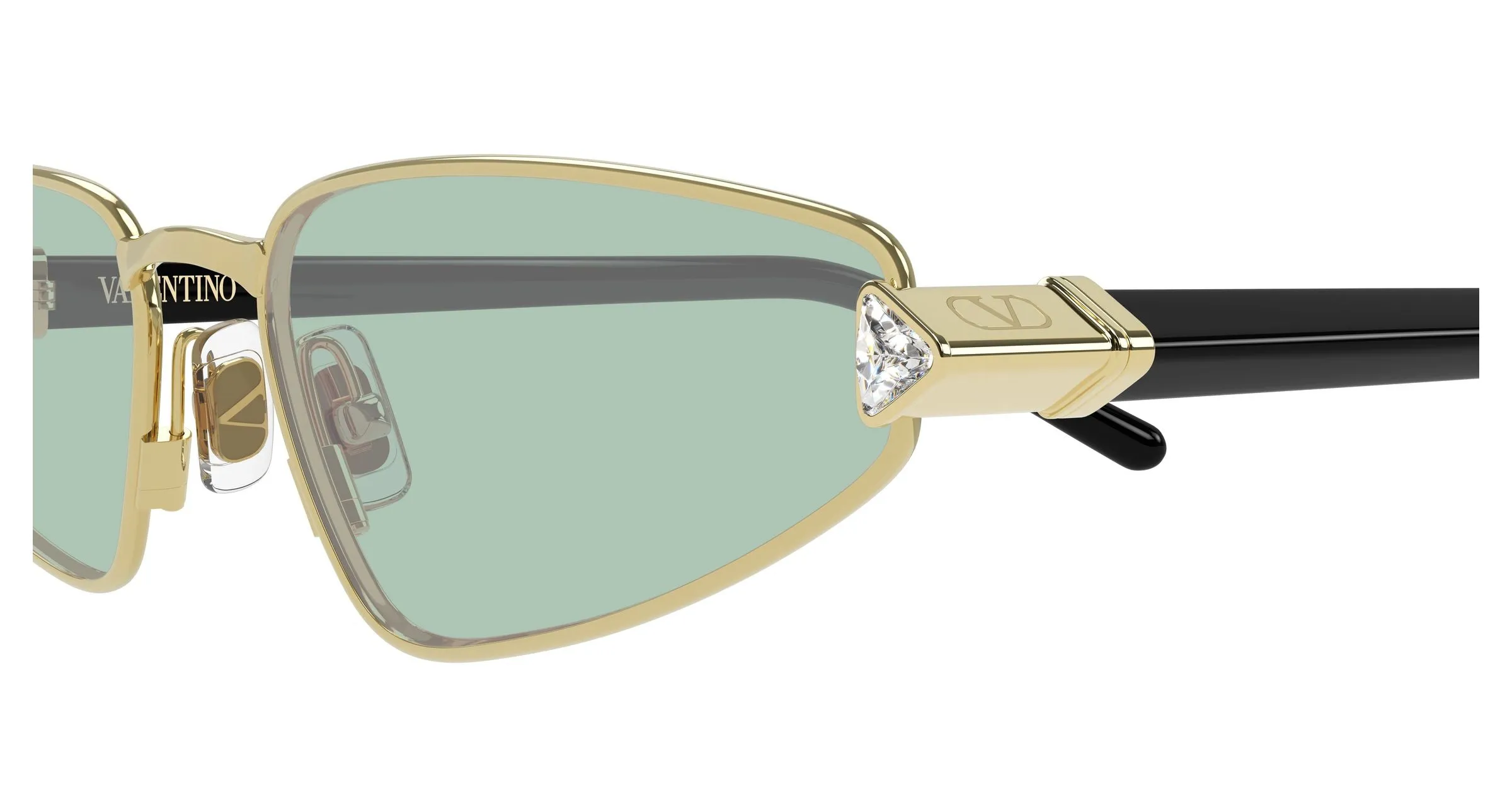Valentino VG0035S 003 Occhiali da sole Metallo Oro Verde Cat Eye - immagine 3