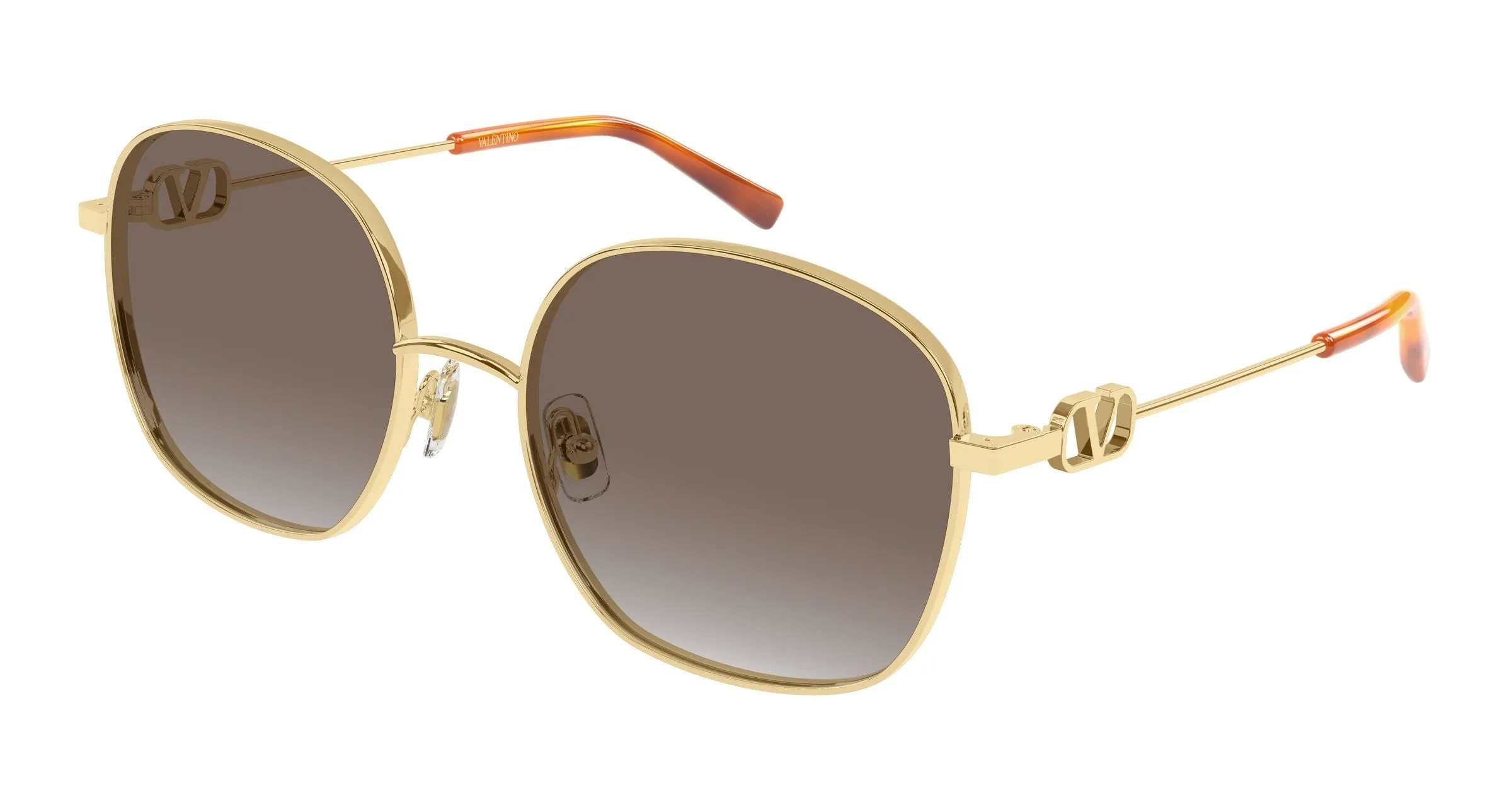 Valentino VG0028S 002 Occhiali da sole Metallo Oro Marrone Squadrata - immagine 1