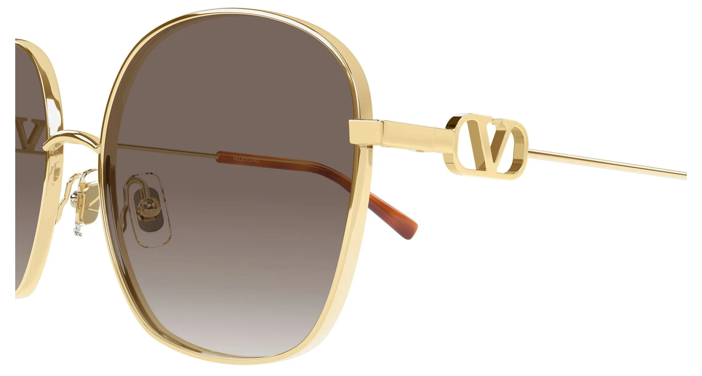 Valentino VG0028S 002 Occhiali da sole Metallo Oro Marrone Squadrata - immagine 3