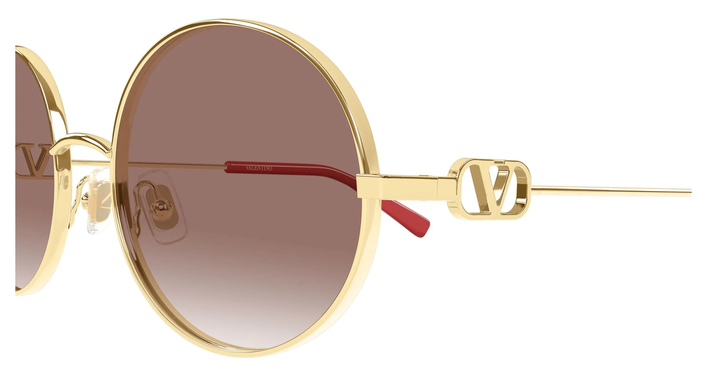 Valentino VG0027S 003 Occhiali da sole Metallo Oro Rosso Rotonda - immagine 3