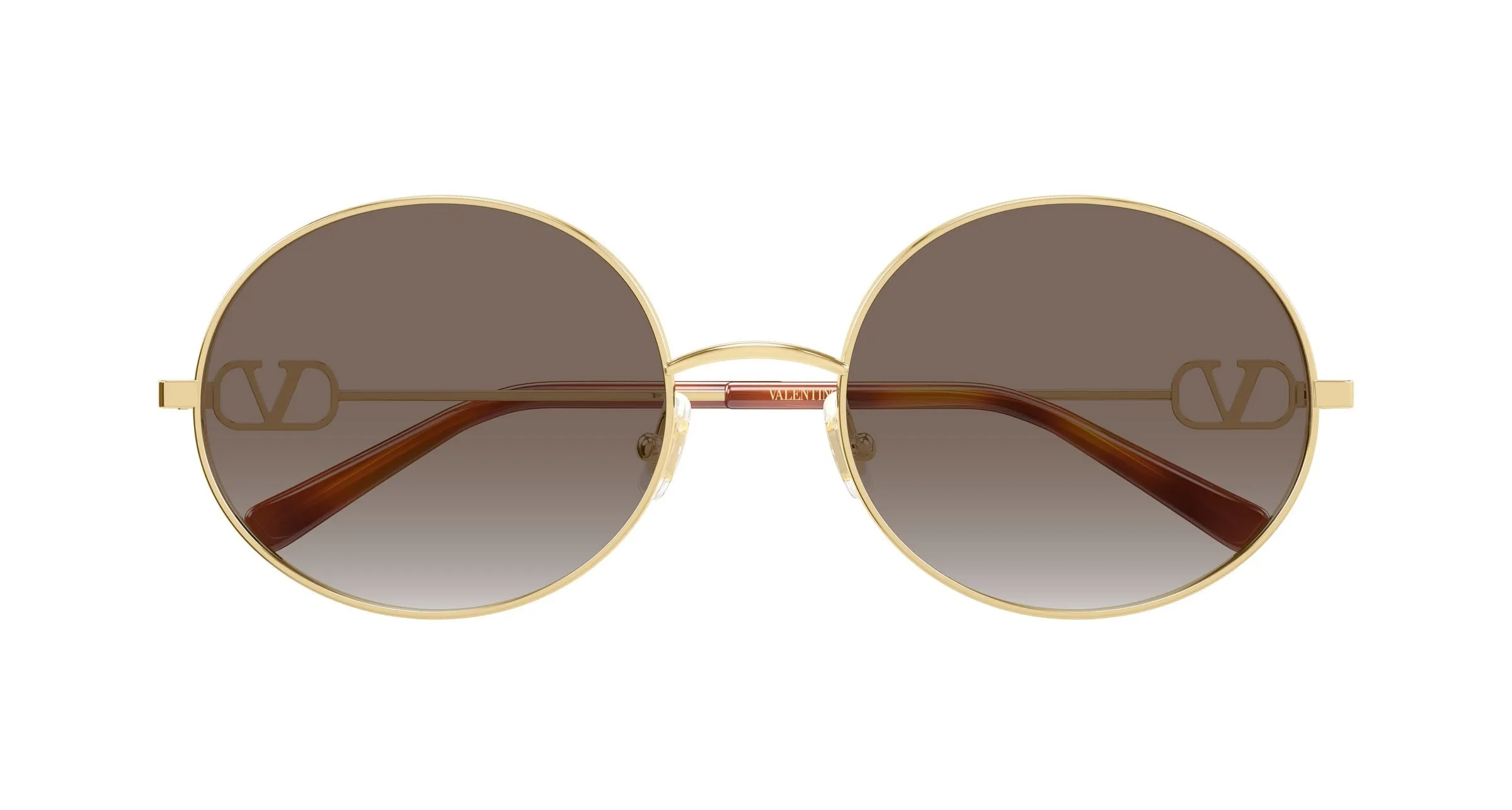 Valentino VG0027S 002 Occhiali da sole Metallo Oro Marrone Rotonda - immagine 2