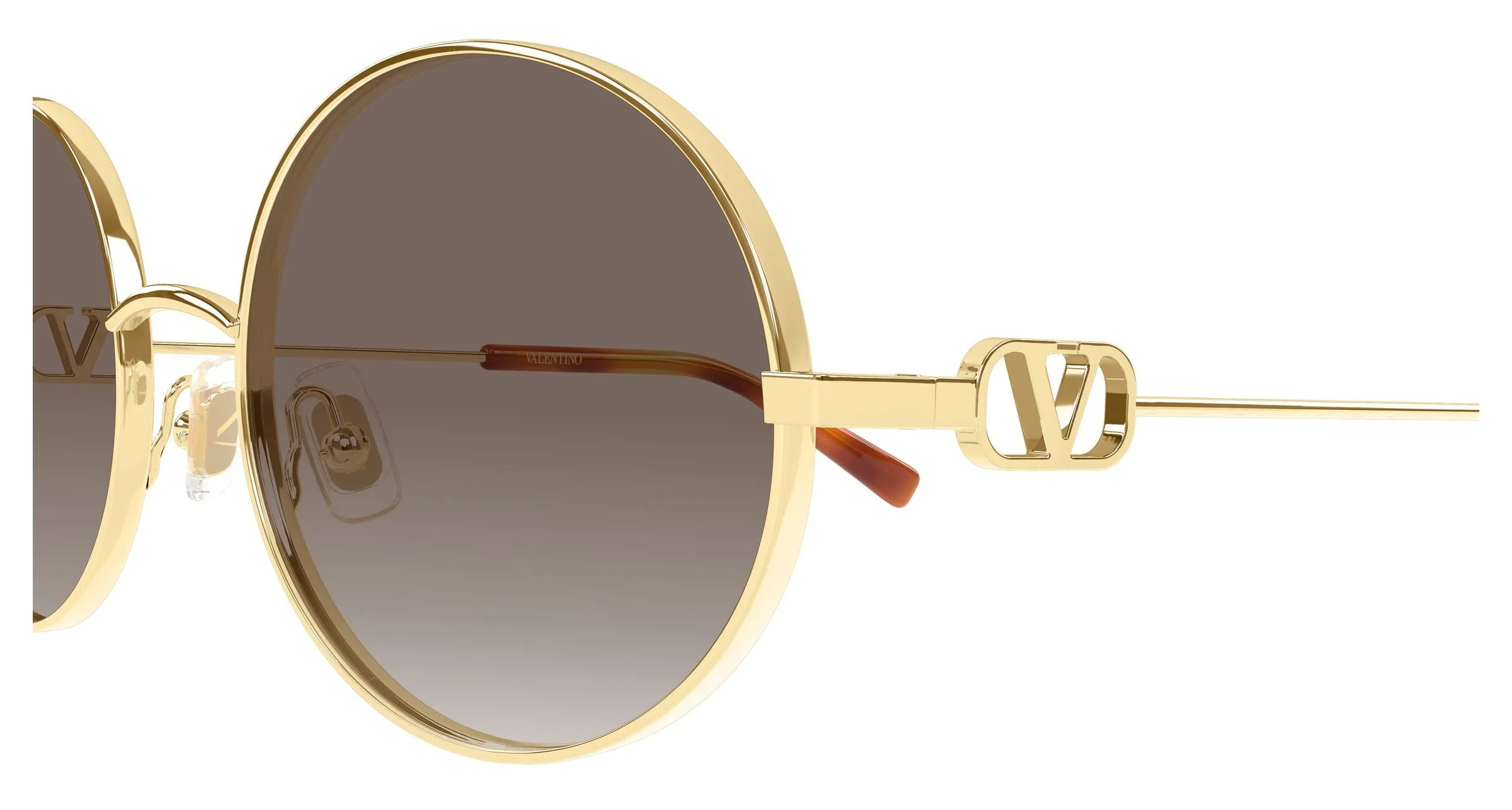 Valentino VG0027S 002 Occhiali da sole Metallo Oro Marrone Rotonda - immagine 3