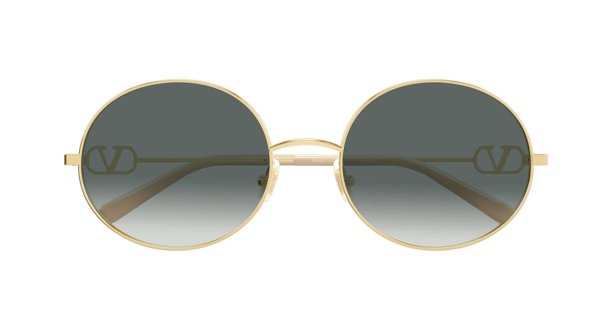 Valentino VG0027S 001 Occhiali da sole Metallo Oro Grigio Rotonda - immagine 2