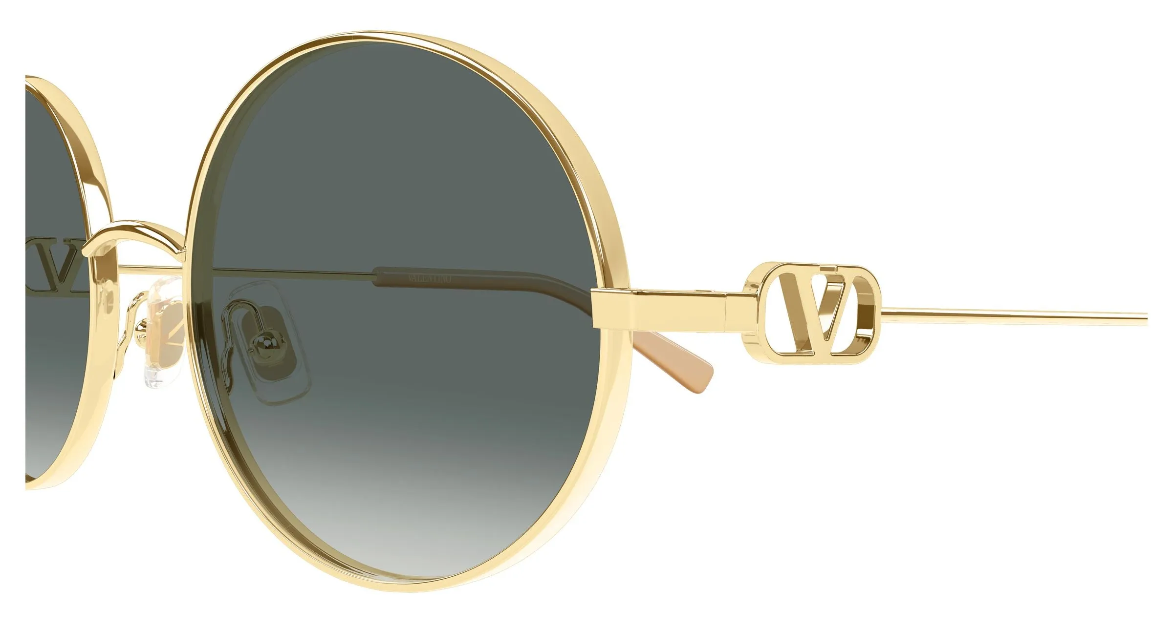 Valentino VG0027S 001 Occhiali da sole Metallo Oro Grigio Rotonda - immagine 3