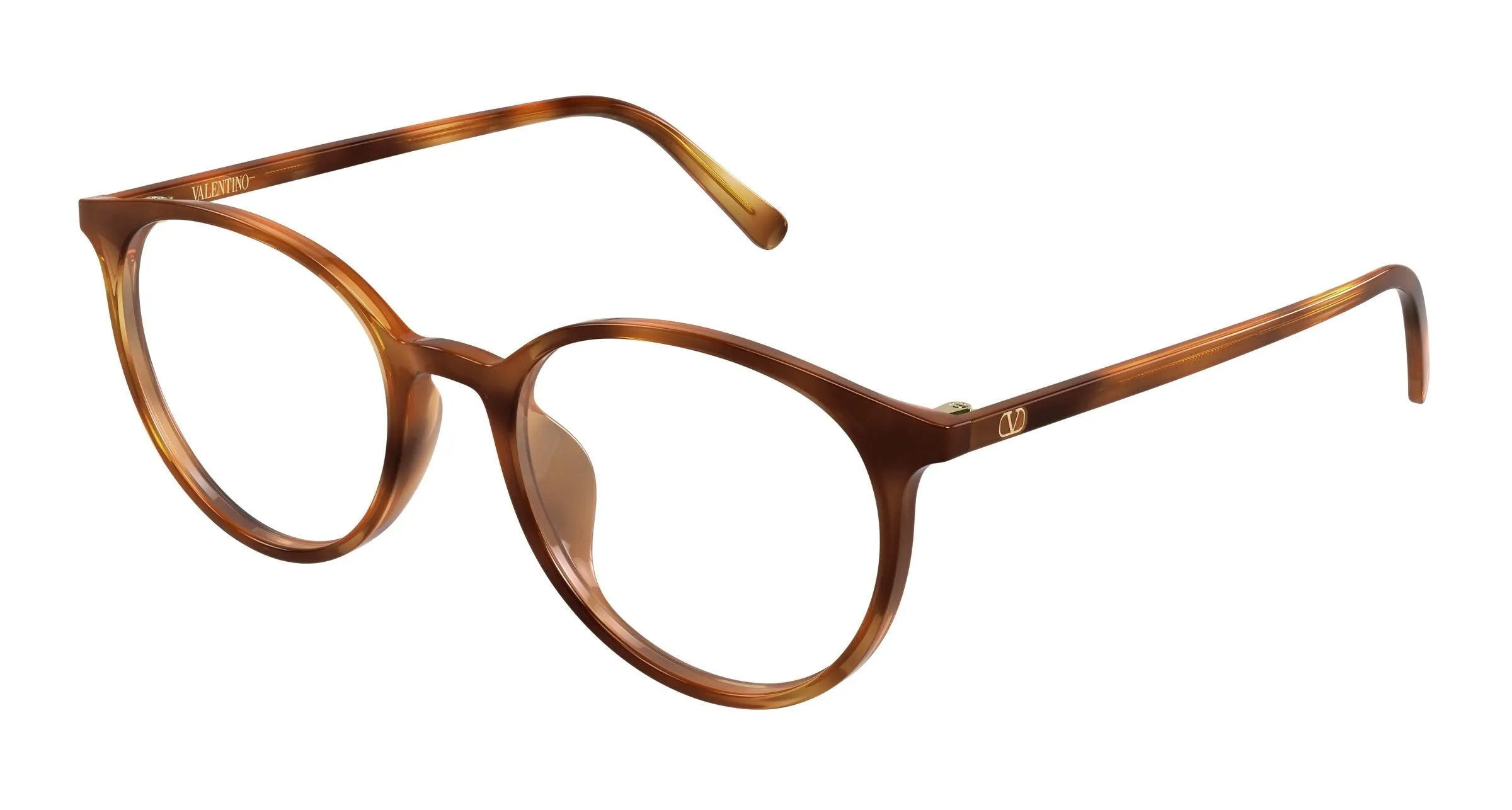 Valentino VG0041OK 002 Montature da vista Acetato Havana Trasparente Rotonda - immagine 1