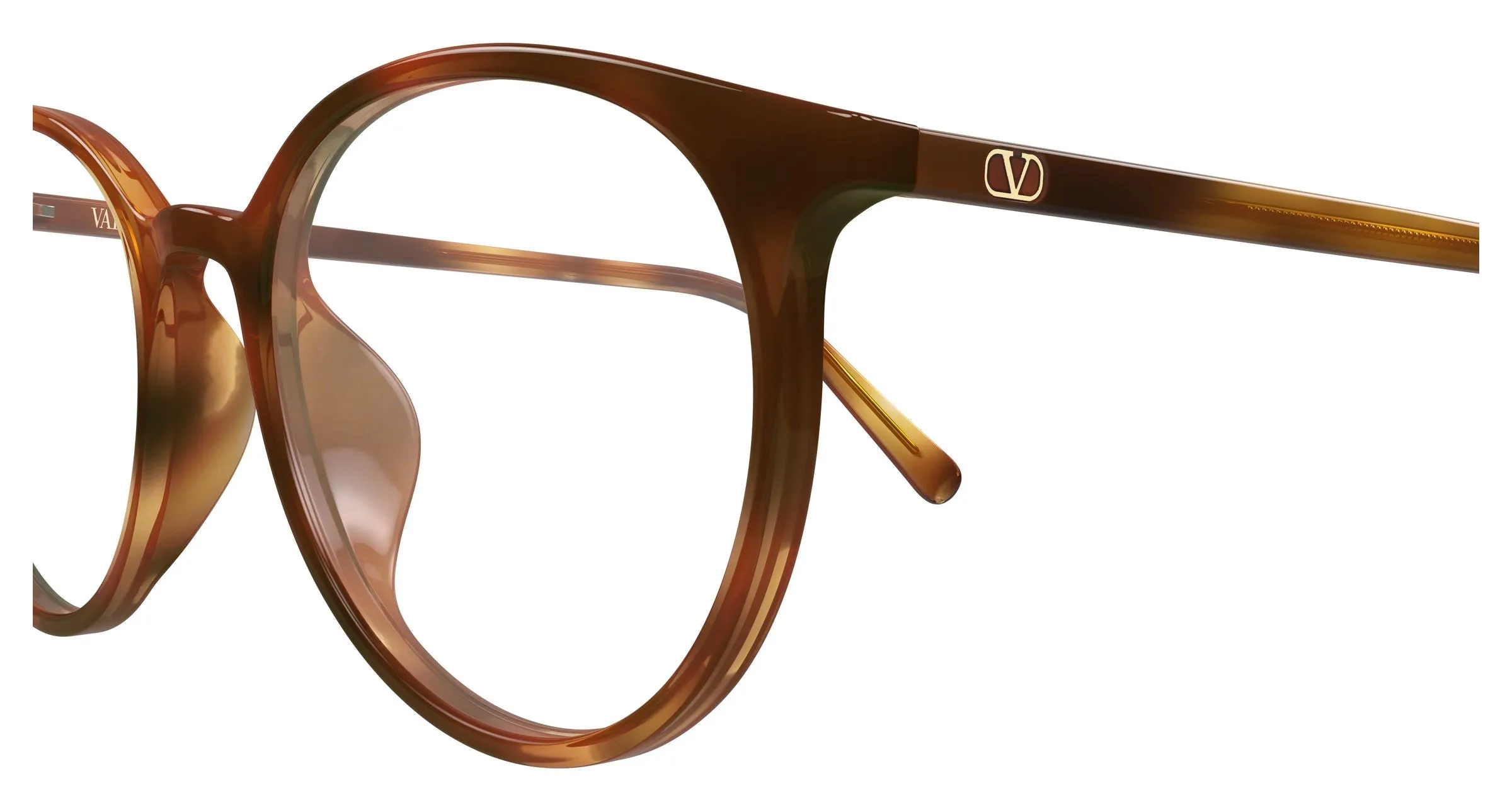 Valentino VG0041OK 002 Montature da vista Acetato Havana Trasparente Rotonda - immagine 3