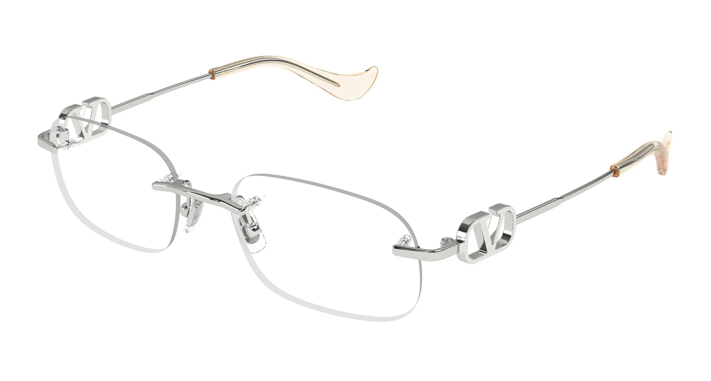 Valentino VG0034O 001 Montature da vista Metallo Argento Trasparente Rotonda - immagine 1