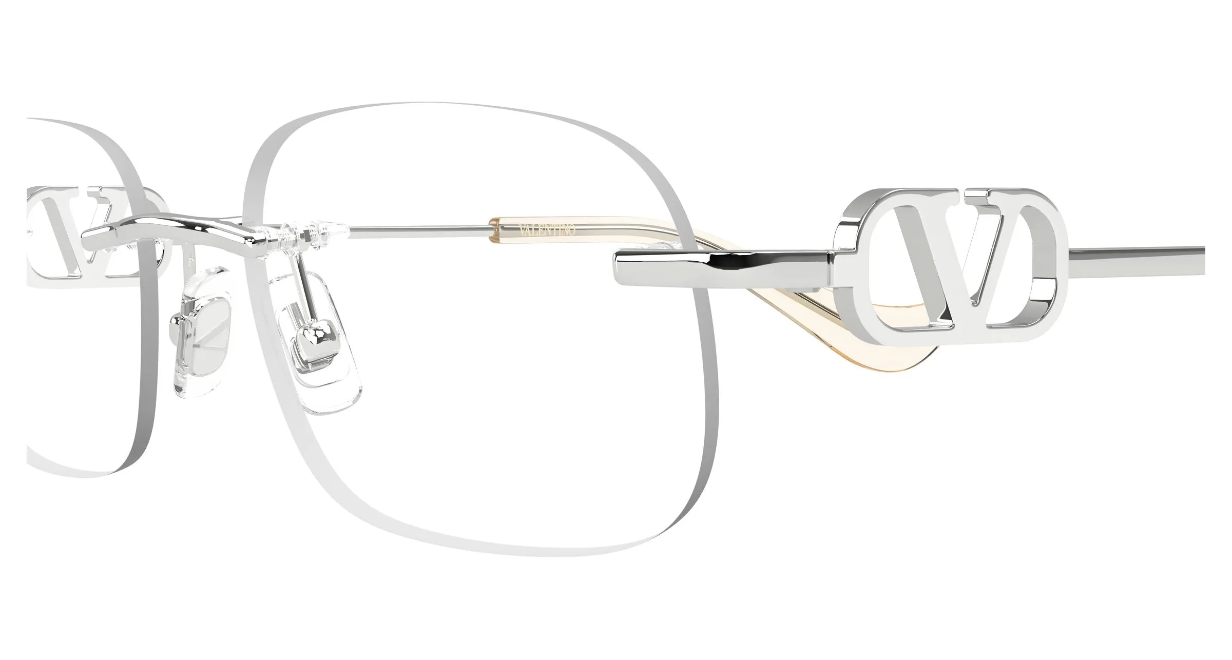 Valentino VG0034O 001 Montature da vista Metallo Argento Trasparente Rotonda - immagine 3