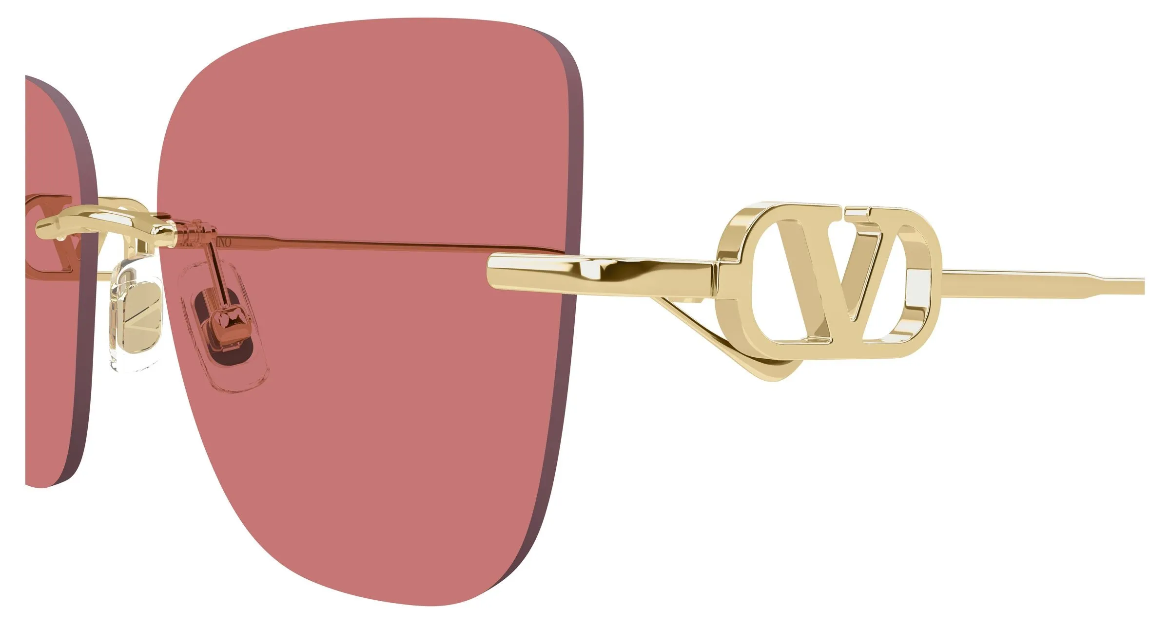 Valentino VG0033S 004 Occhiali da sole Metallo Oro Rosso Geometrica - immagine 3