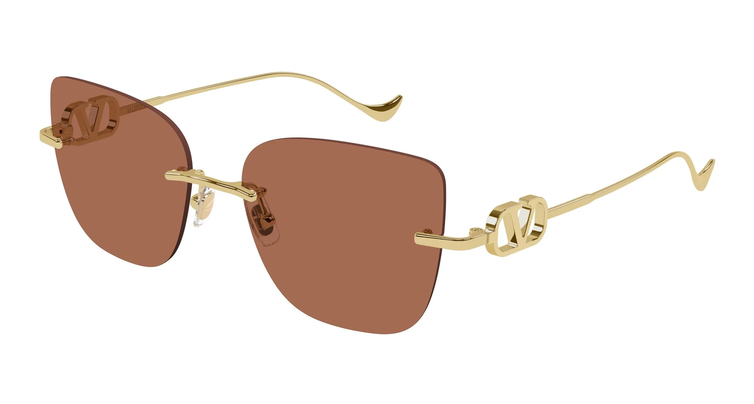 Valentino VG0033S 002 Occhiali da sole Metallo Oro Marrone Geometrica - immagine 1