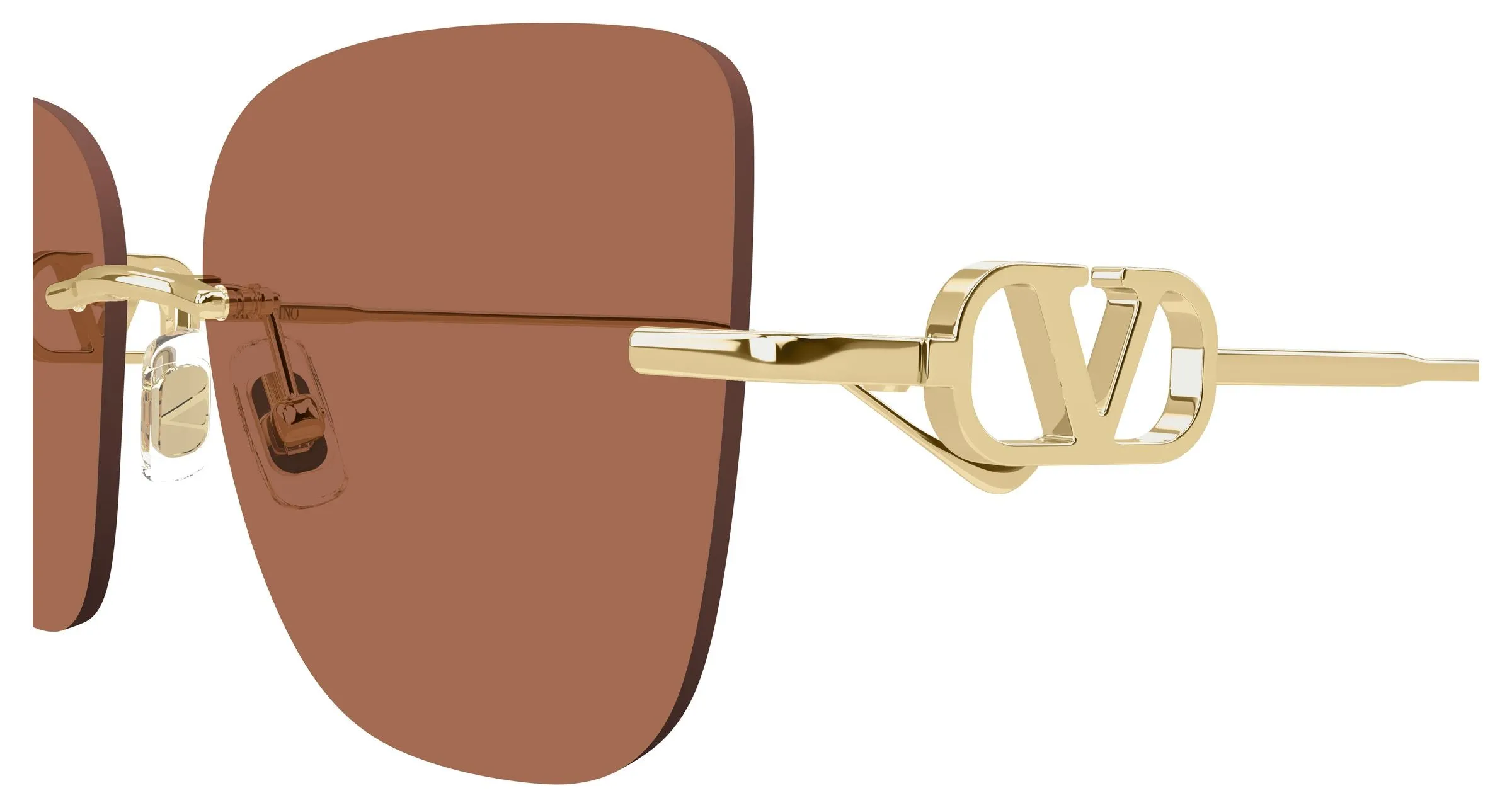 Valentino VG0033S 002 Occhiali da sole Metallo Oro Marrone Geometrica - immagine 3