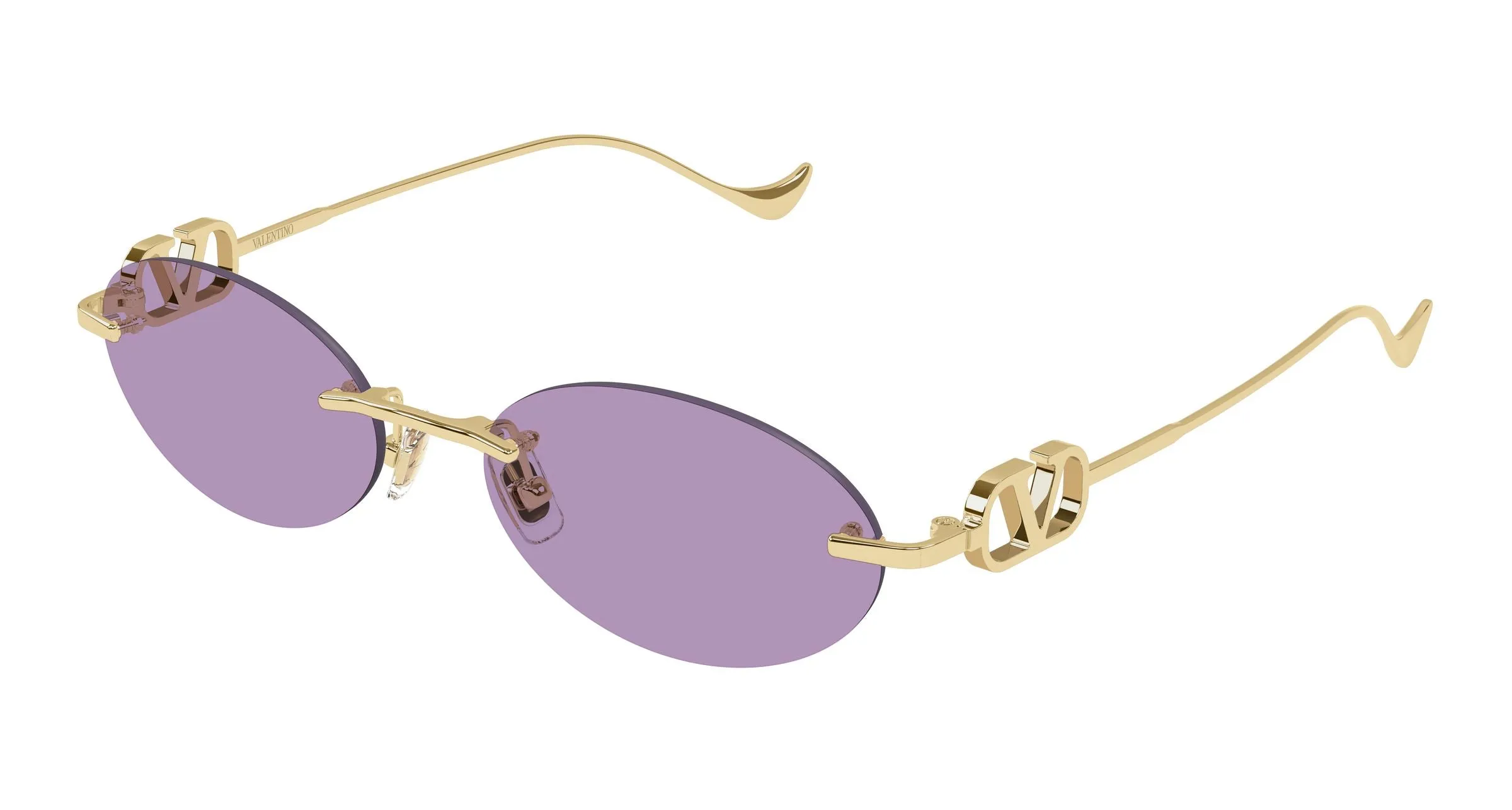 Valentino VG0032S 004 Occhiali da sole Metallo Oro Viola Geometrica - immagine 1