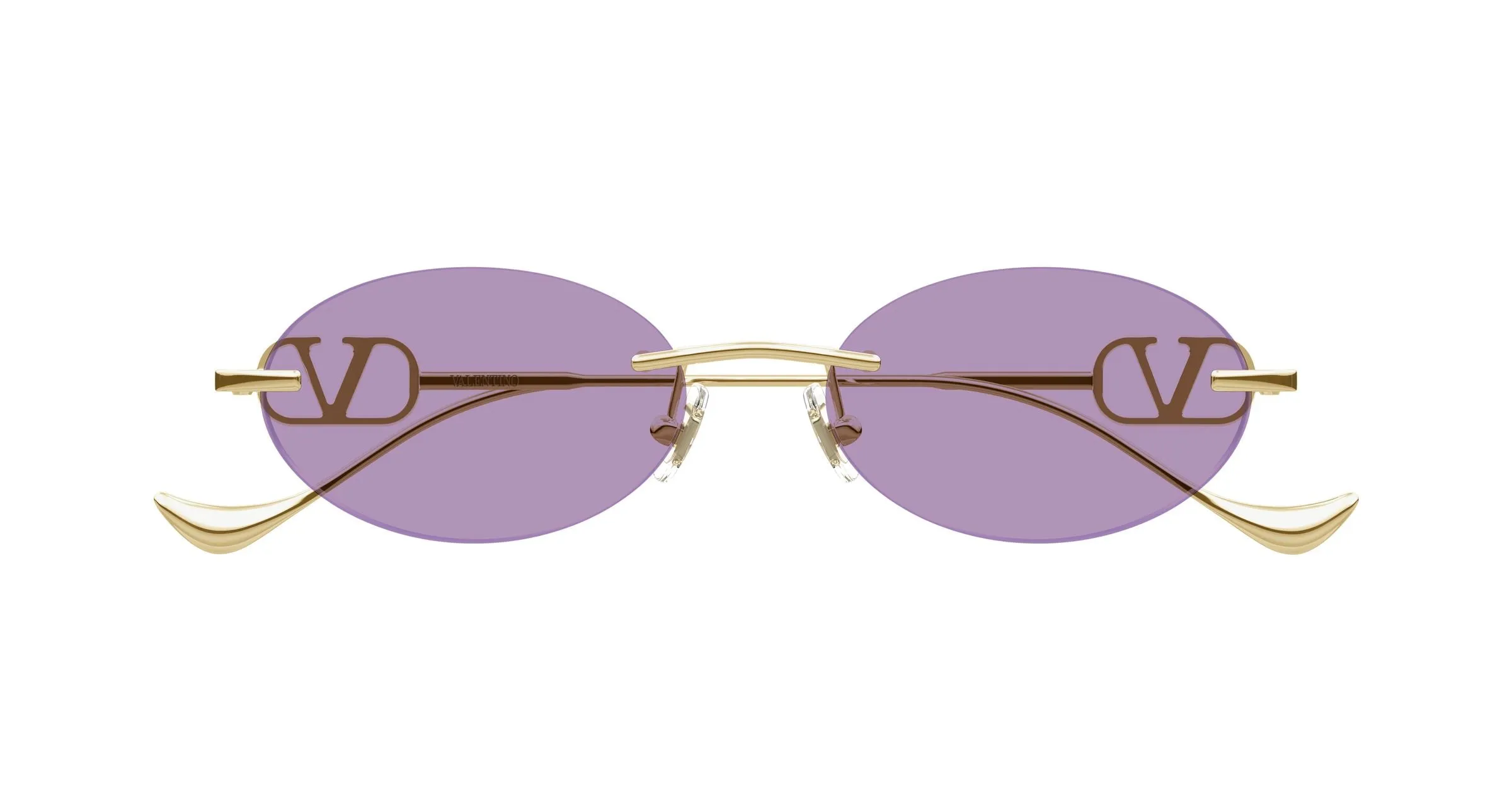 Valentino VG0032S 004 Occhiali da sole Metallo Oro Viola Geometrica - immagine 2
