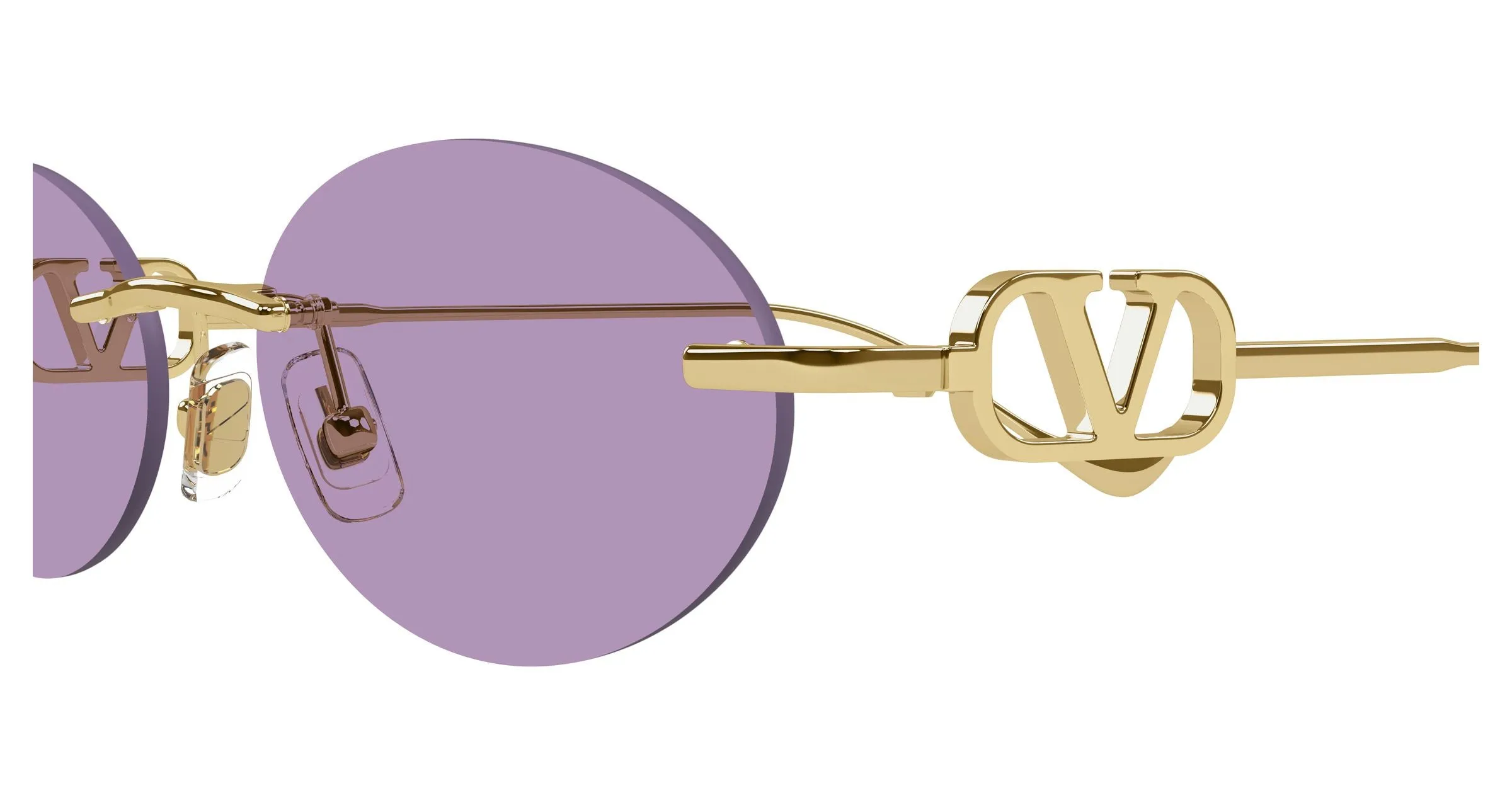 Valentino VG0032S 004 Occhiali da sole Metallo Oro Viola Geometrica - immagine 3
