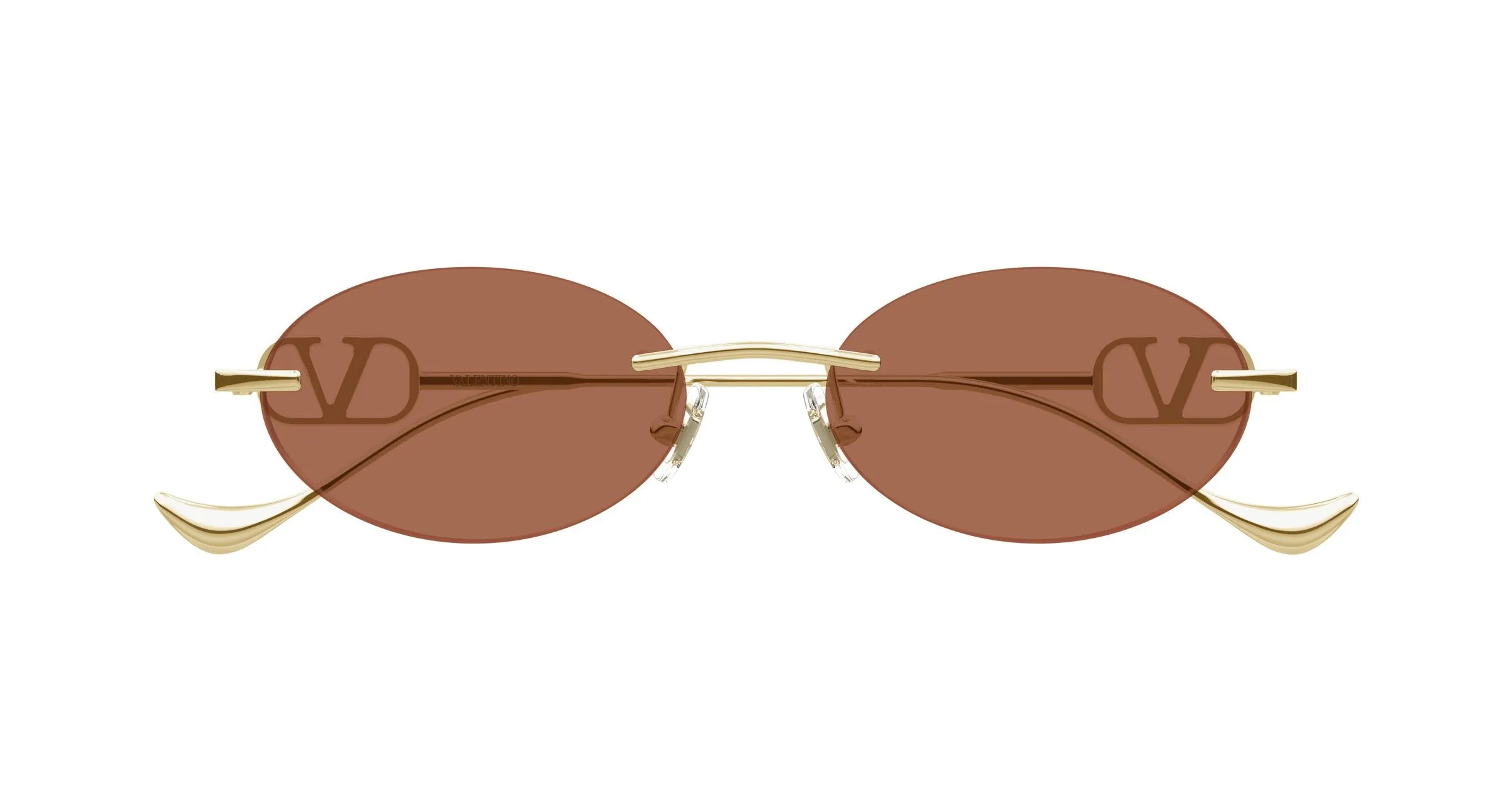 Valentino VG0032S 002 Occhiali da sole Metallo Oro Marrone Geometrica - immagine 2
