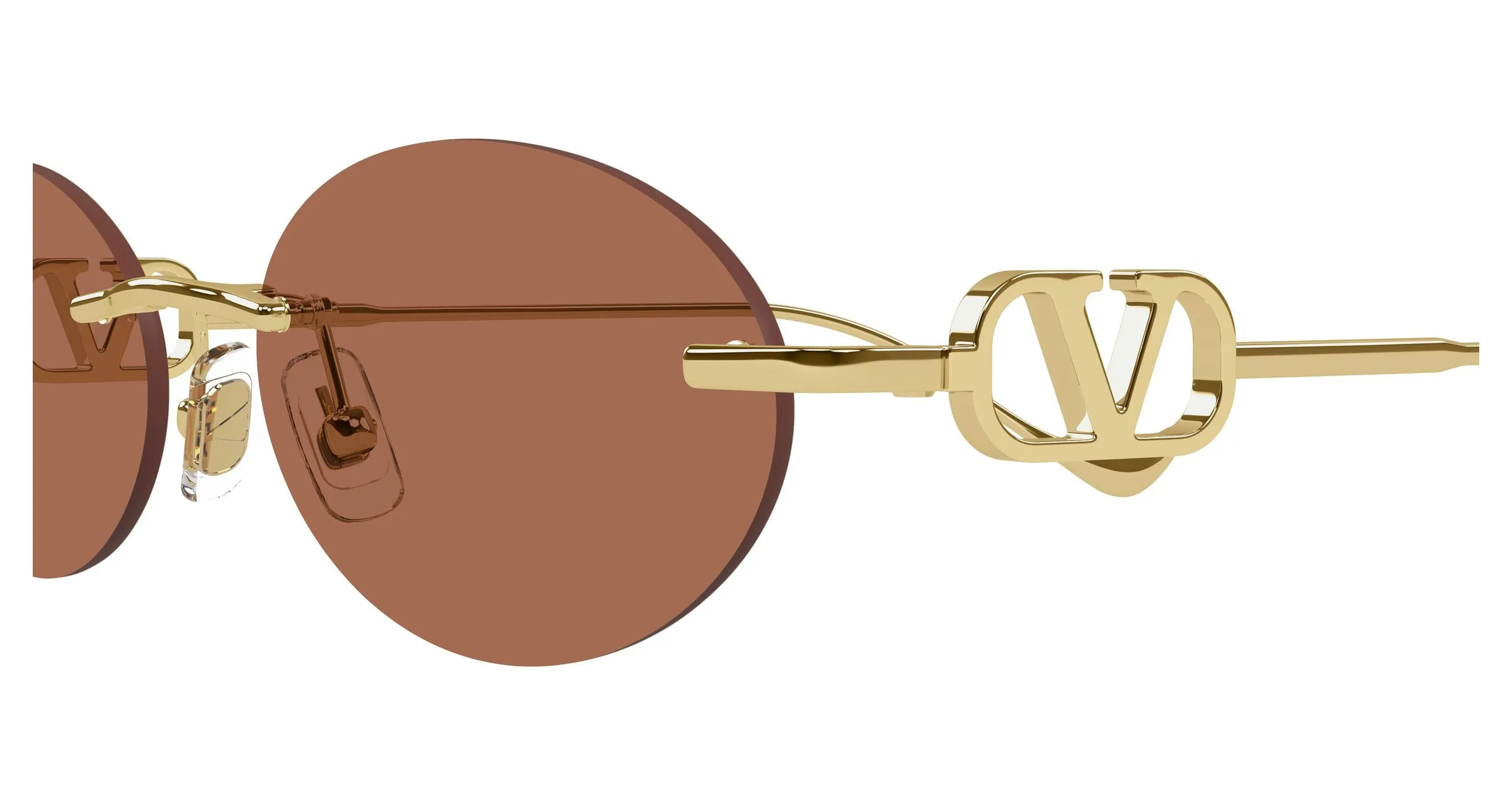 Valentino VG0032S 002 Occhiali da sole Metallo Oro Marrone Geometrica - immagine 3