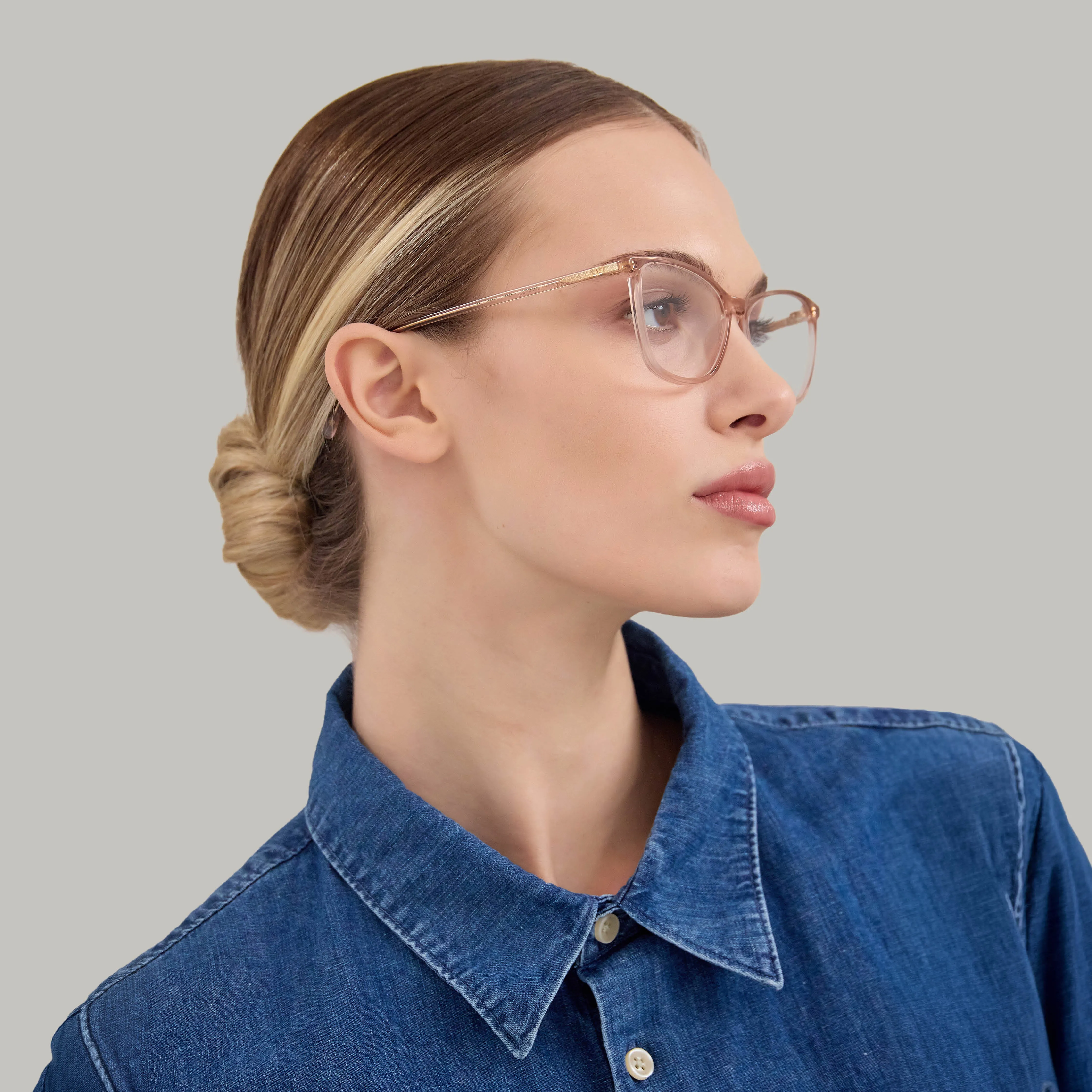 Valentino VG0024O 004 Montature da vista Acetato Rosa Trasparente Cat Eye - immagine 4