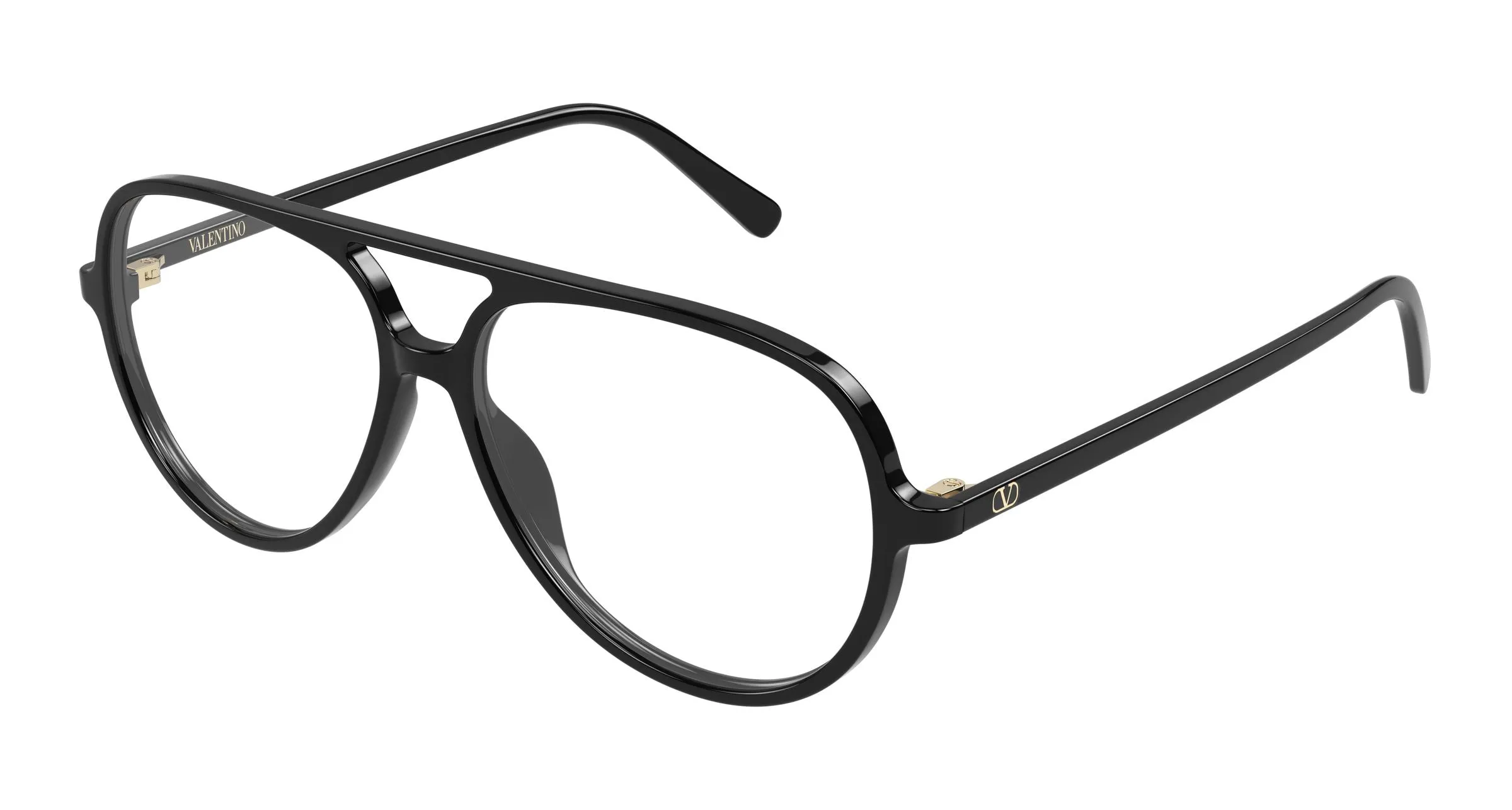 Valentino VG0023O 001 Montature da vista Acetato Nero Trasparente Rotonda - immagine 1