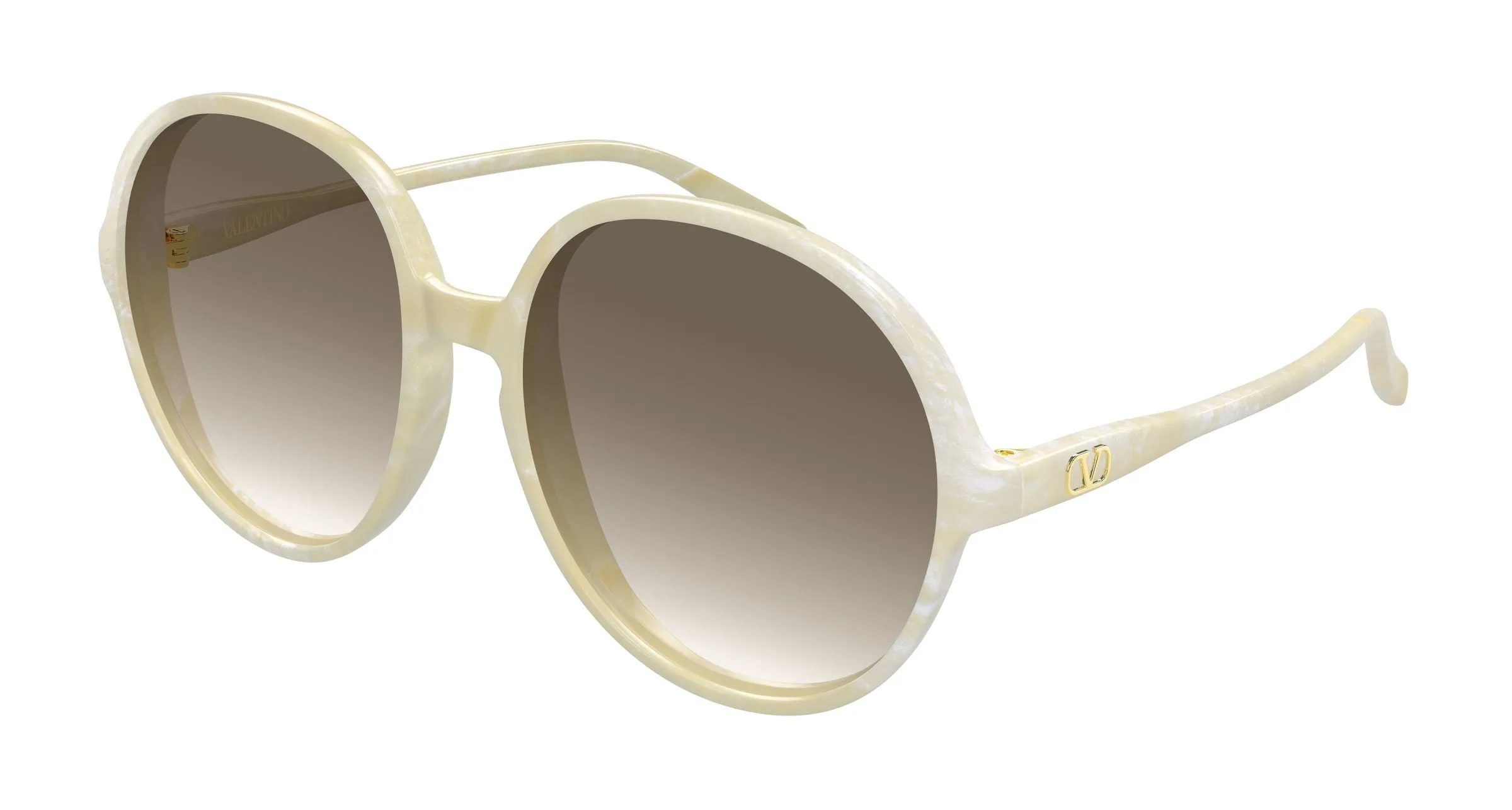 Valentino VG0017S 004 Occhiali da sole Acetato Avorio Marrone Rotonda - immagine 1