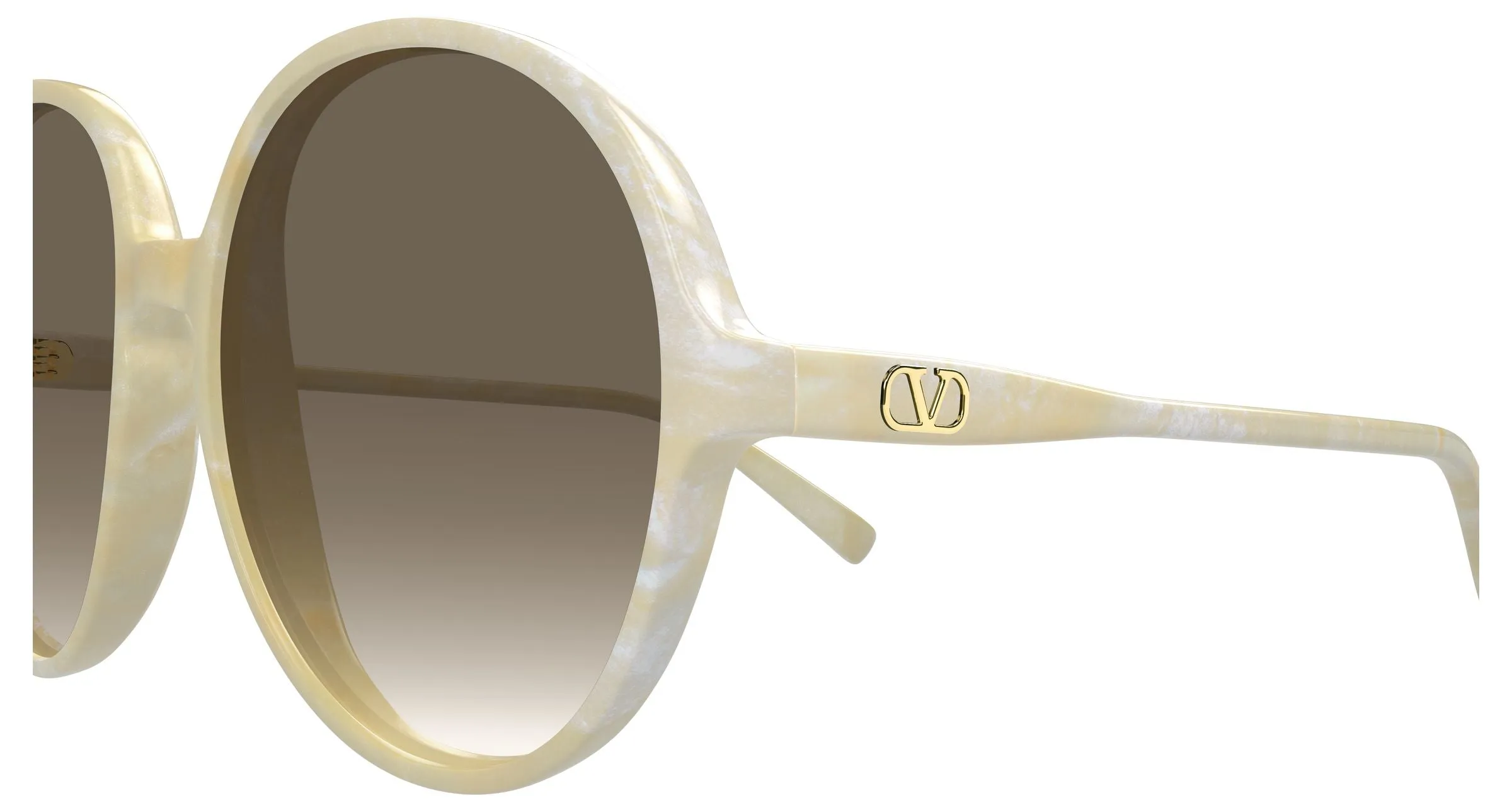Valentino VG0017S 004 Occhiali da sole Acetato Avorio Marrone Rotonda - immagine 3