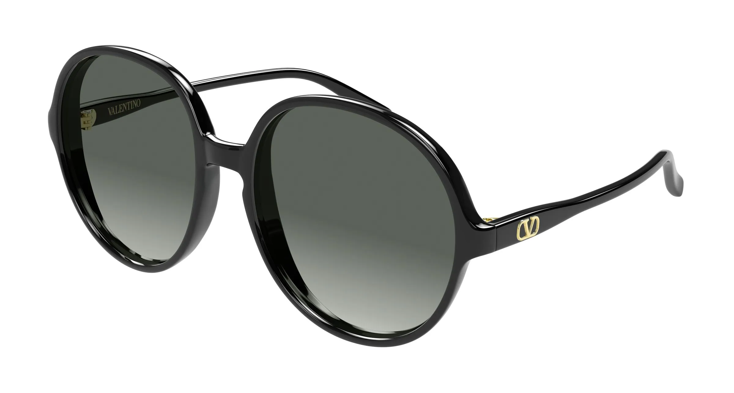 Valentino VG0017S 001 Occhiali da sole Acetato Nero Grigio Rotonda - immagine 1