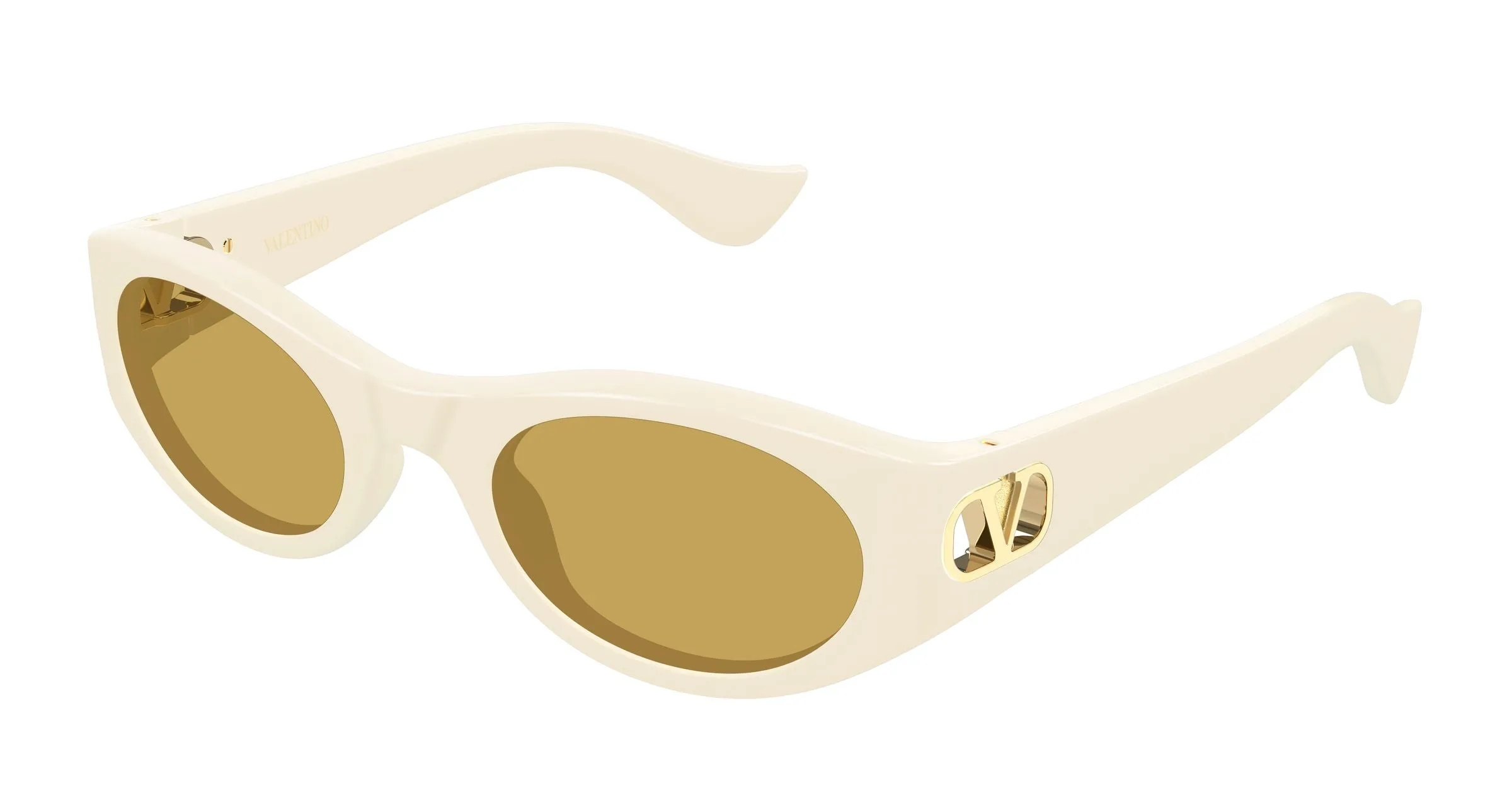 Valentino VG0015S 004 Occhiali da sole Bio-iniettato Avorio Marrone Rotonda - immagine 1