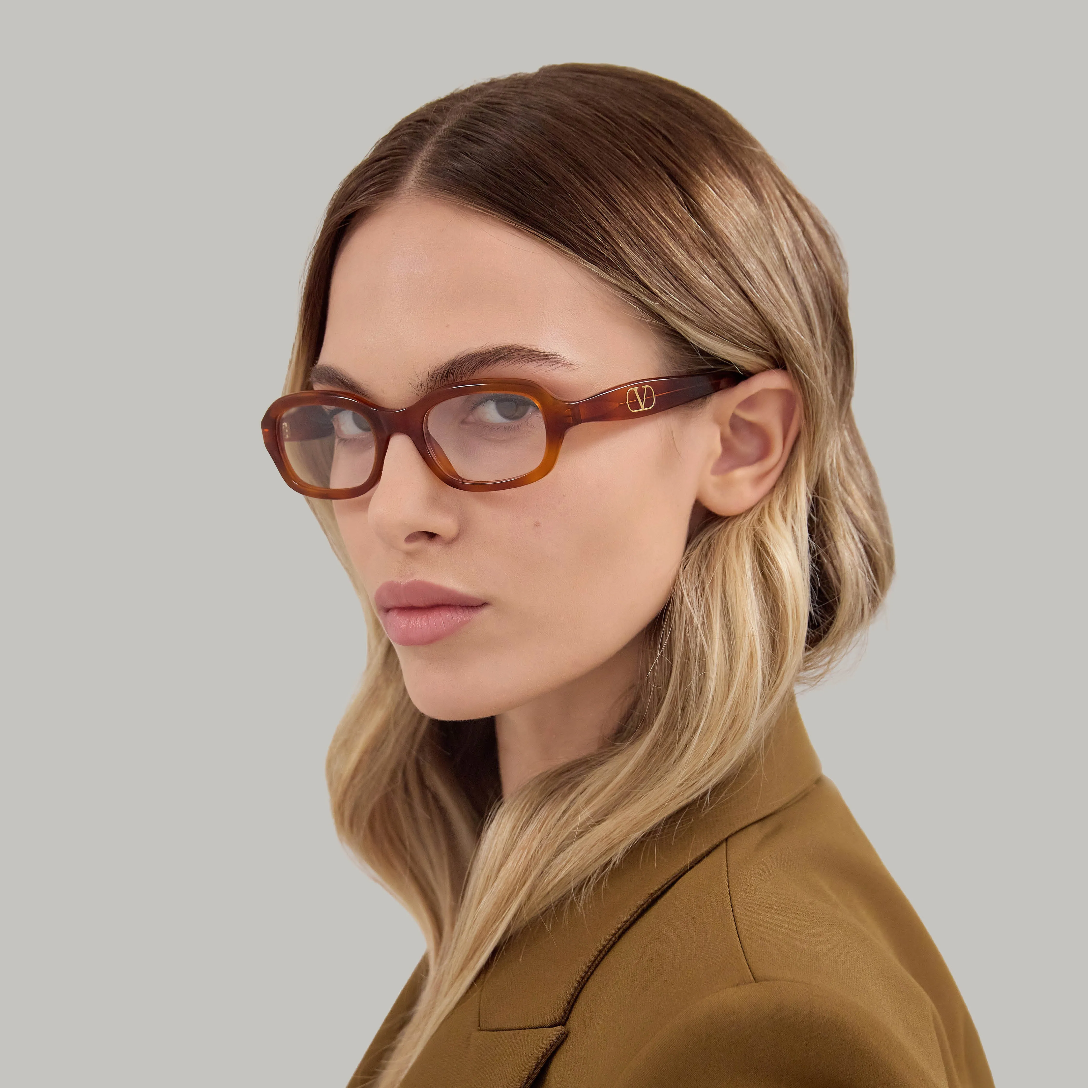 Valentino VG0011O 002 Montature da vista Acetato Havana Trasparente Squadrata - immagine 4