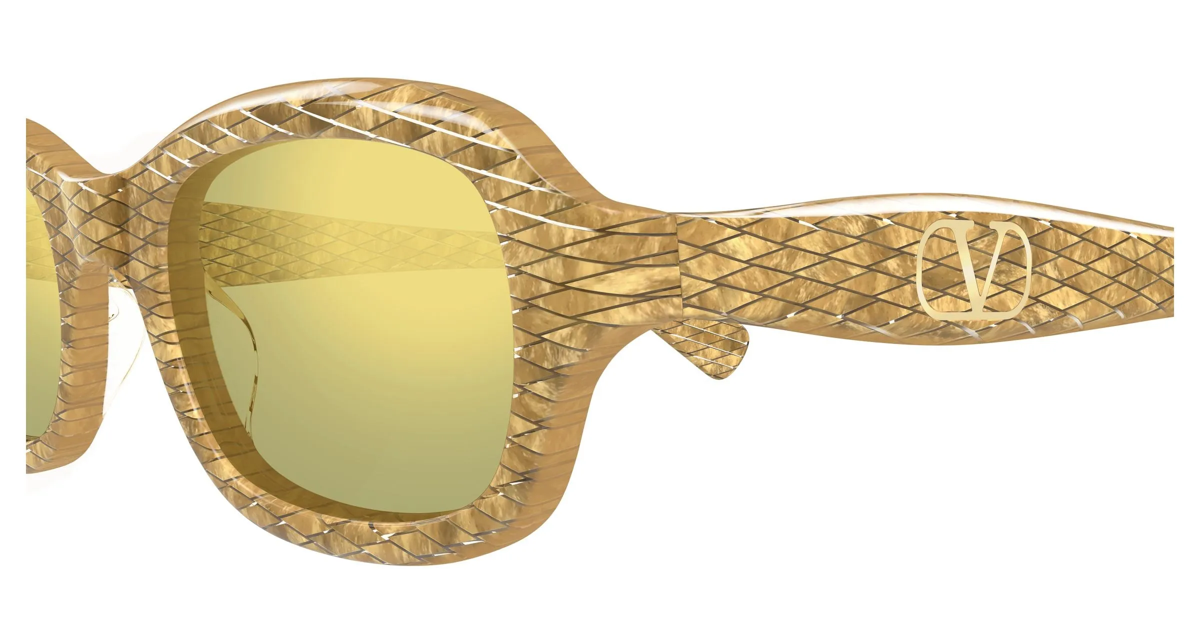 Valentino VG0010S 003 Occhiali da sole Acetato Oro Giallo Squadrata - immagine 3