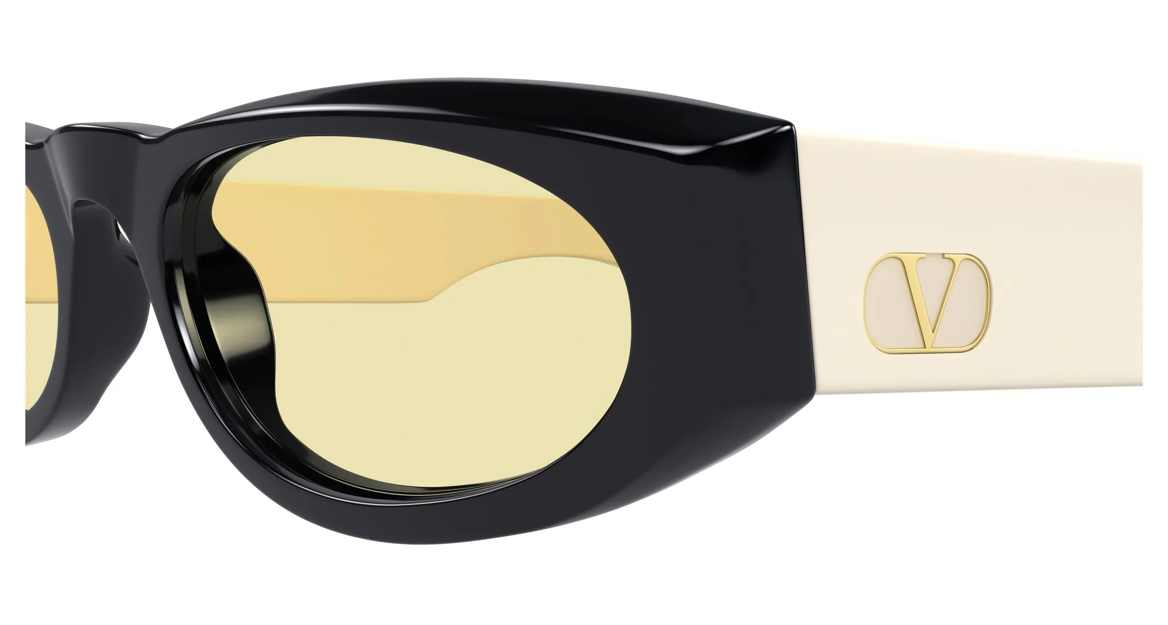 Valentino VG0007S 003 Occhiali da sole Acetato Nero Giallo Geometrica - immagine 3