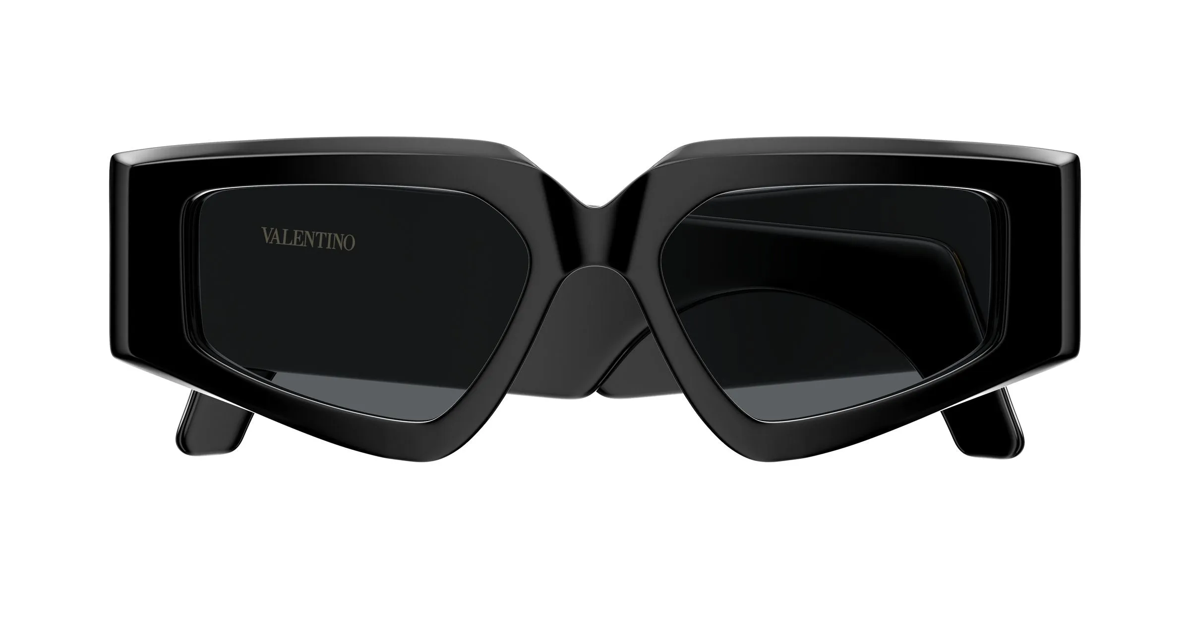 Valentino VG0006S 001 Occhiali da sole Acetato Nero Grigio Geometrica - immagine 2