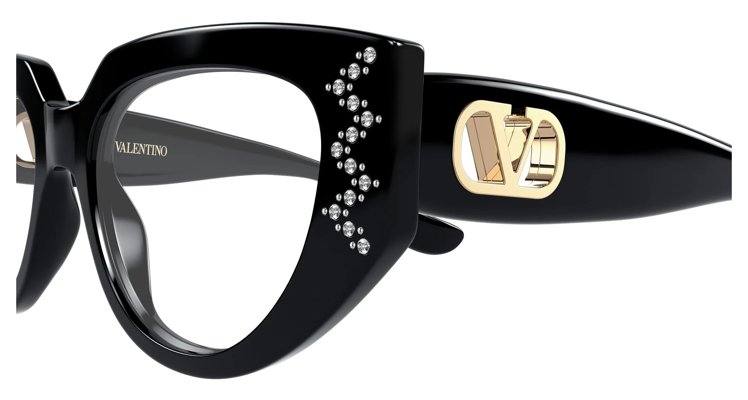 Valentino VG0004O 004 Montature da vista Acetato Nero Trasparente Cat Eye - immagine 3