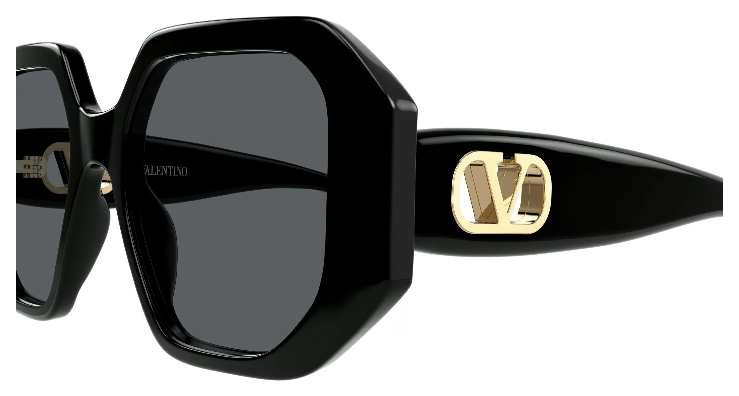 Valentino VG0003SA 001 Occhiali da sole Acetato Nero Grigio Geometrica - immagine 3