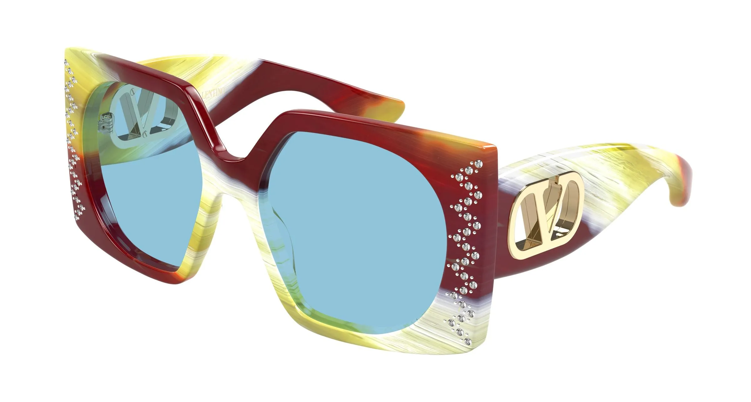 Valentino VG0002S 005 Occhiali da sole Acetato Rosso Blu Squadrata - immagine 1