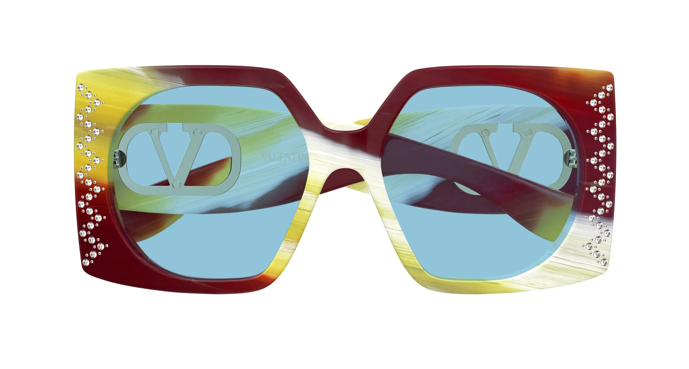 Valentino VG0002S 005 Occhiali da sole Acetato Rosso Blu Squadrata - immagine 2