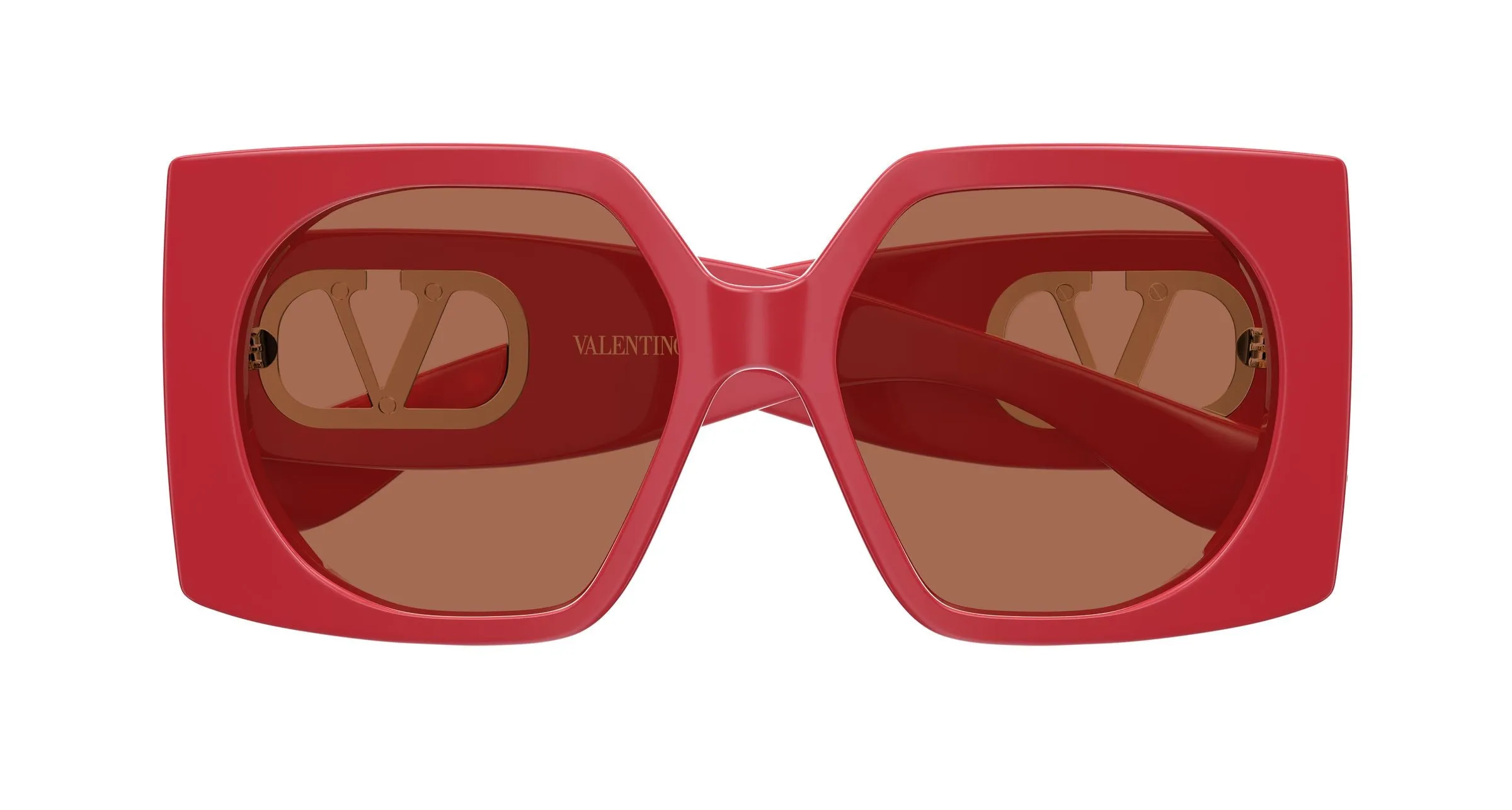 Valentino VG0002S 003 Occhiali da sole Acetato Rosso Marrone Squadrata - immagine 2