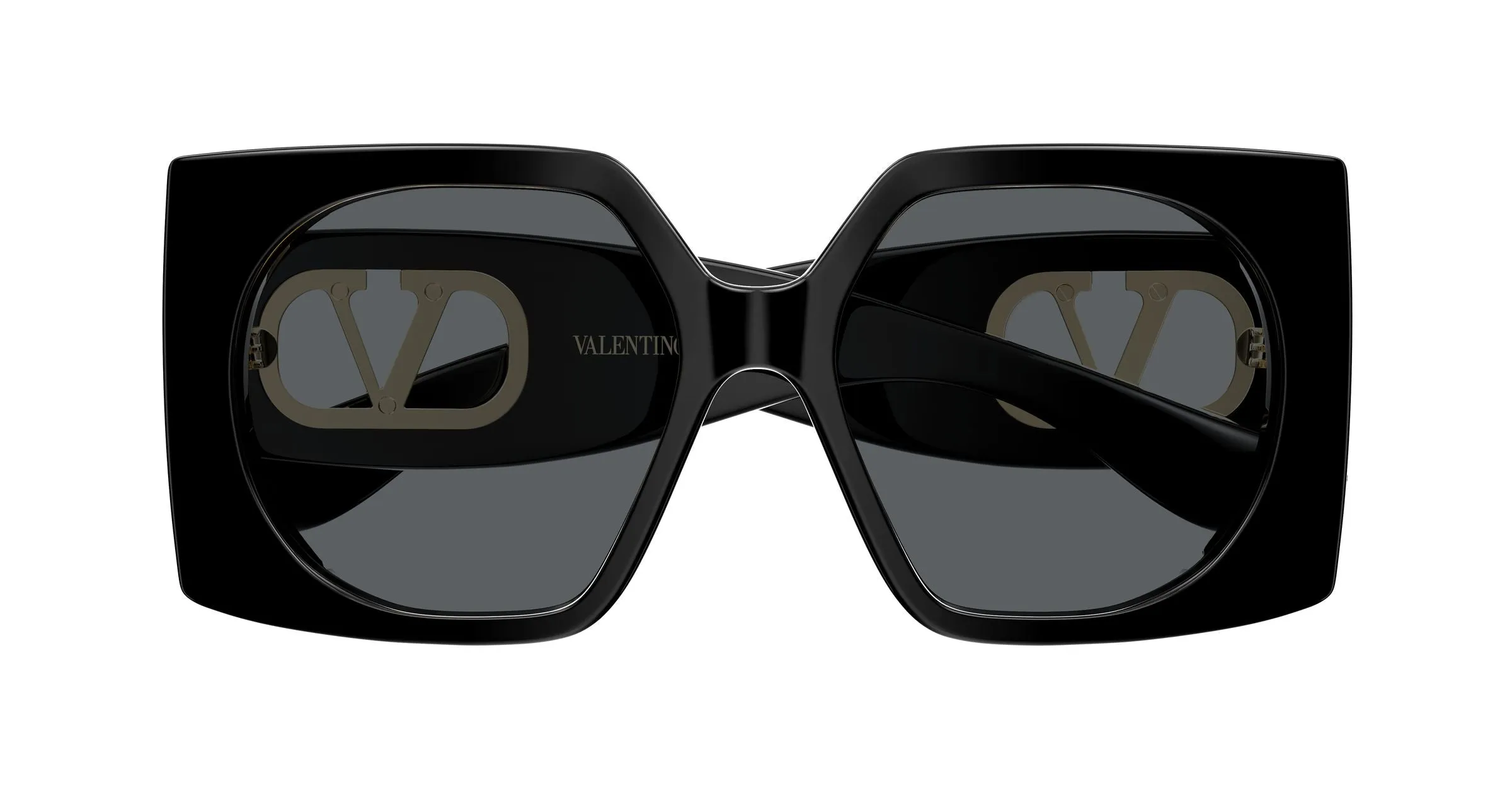 Valentino VG0002S 001 Occhiali da sole Acetato Nero Grigio Squadrata - immagine 2