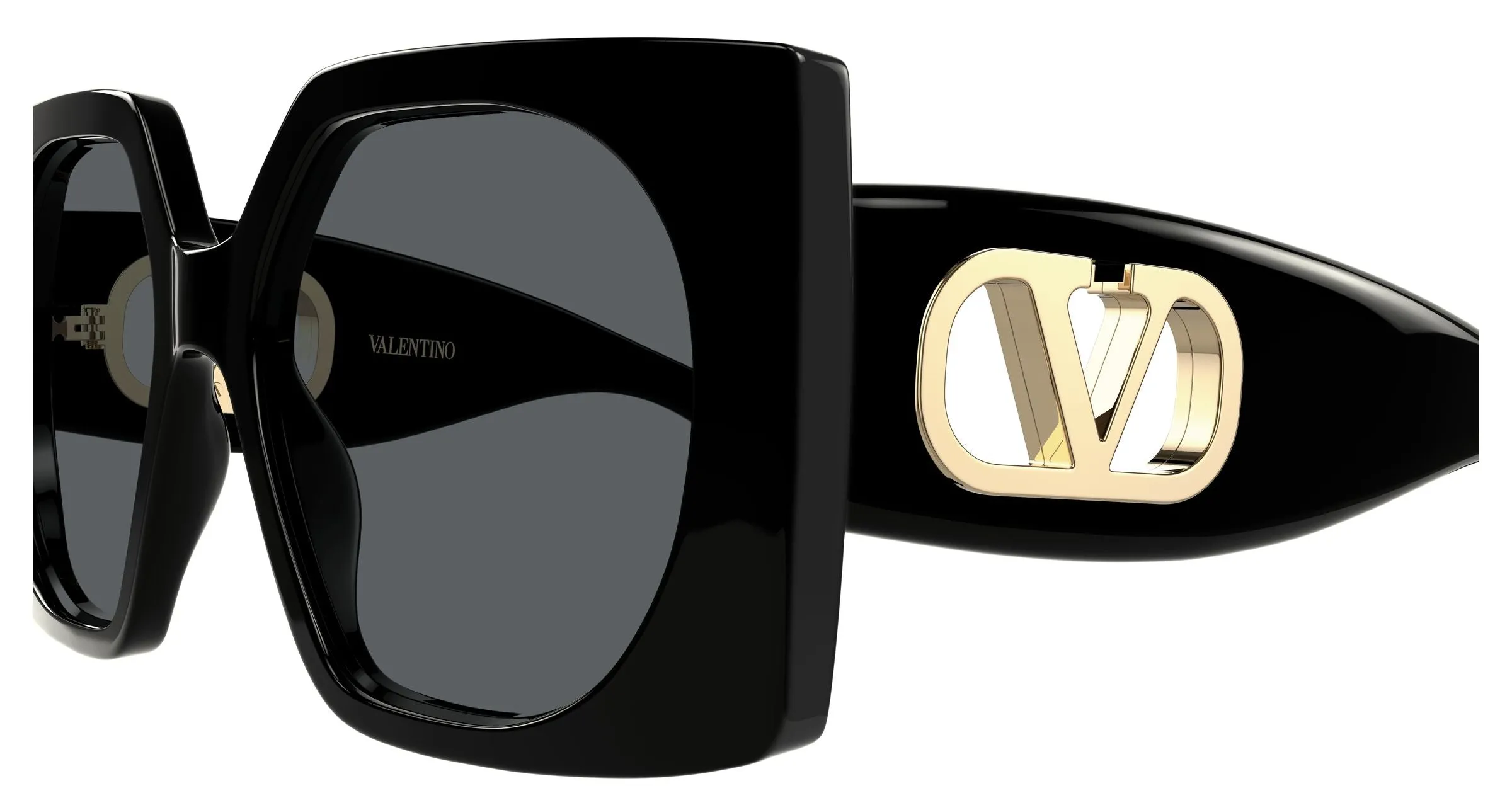 Valentino VG0002S 001 Occhiali da sole Acetato Nero Grigio Squadrata - immagine 3